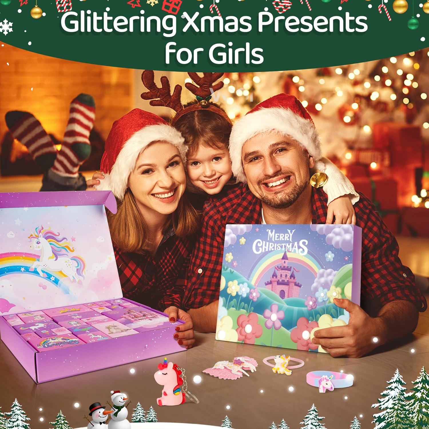 Adventskalender 2025 Mädchen | Einhorn Weihnachts-Countdown für Kinder | 24-Tägiger Magiezauber mit 57 Überraschungen | Einzigartiger Kinderschmuck & Geschenke zum | ab 3 Jahre kids