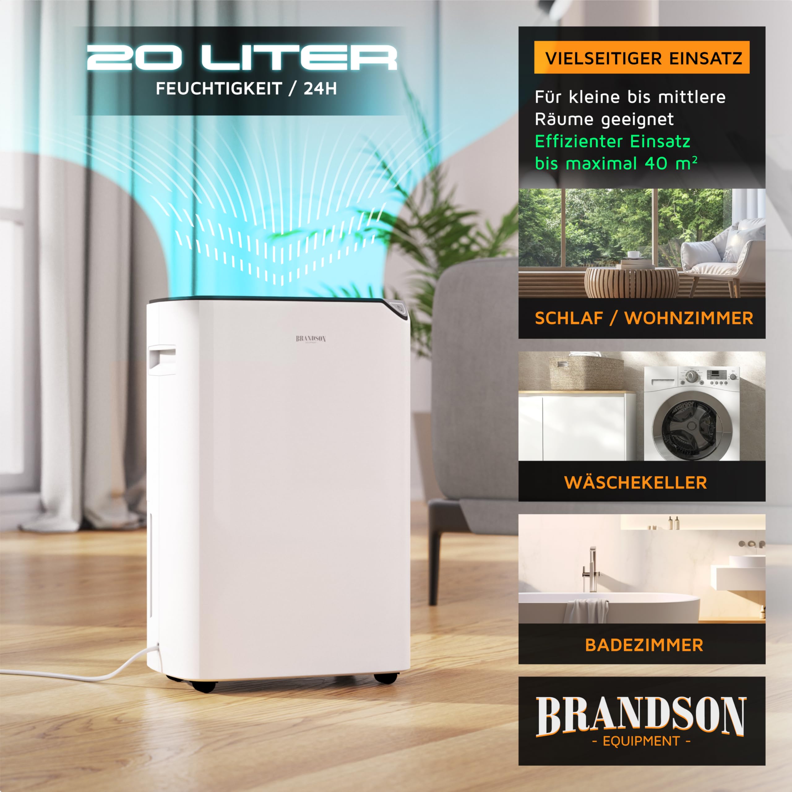 WLAN Luftentfeuchter mit Kompressor elektrisch - 10 Liter - WiFi Dehumidifier Raumentfeuchter – mit App - Schlauch-Entwässerung