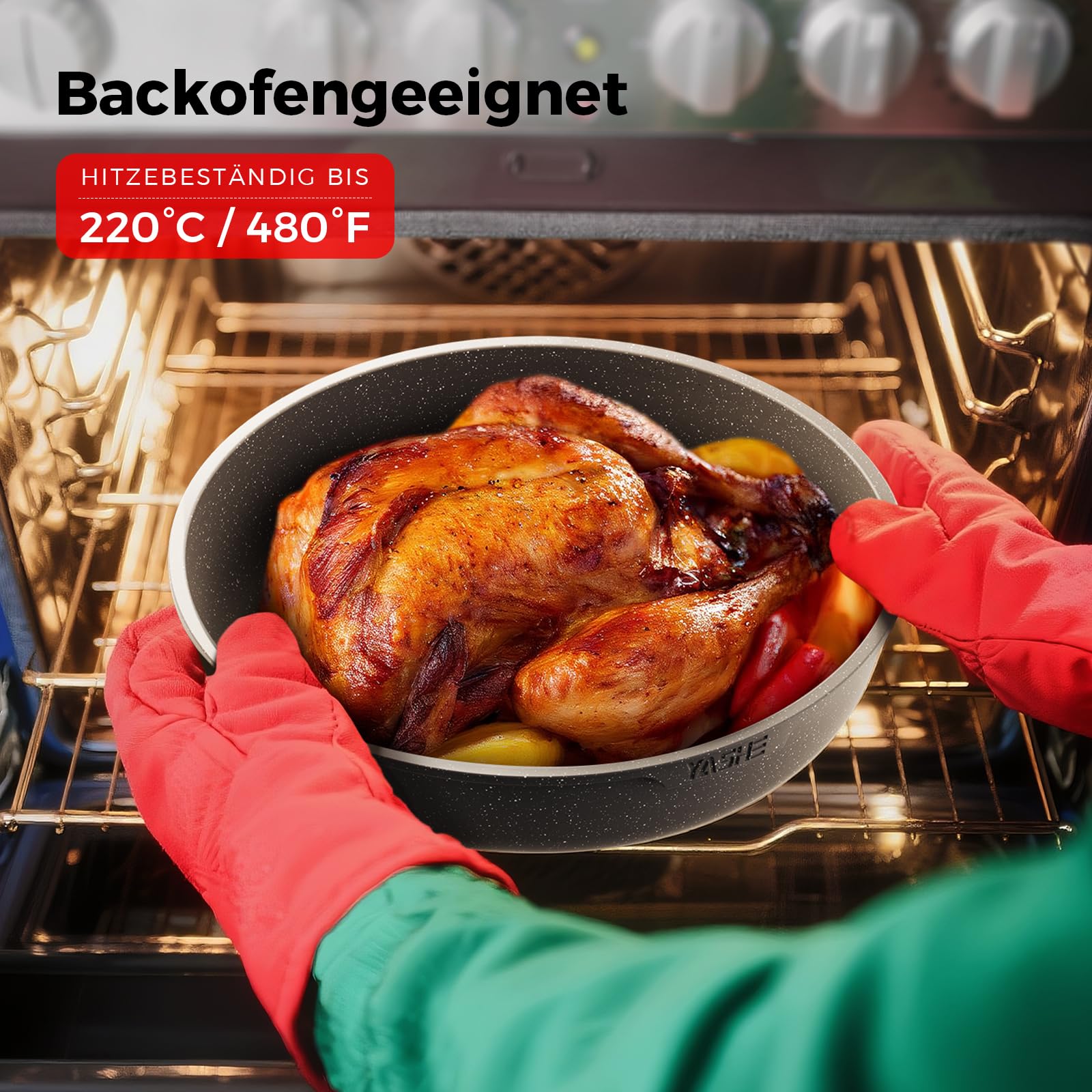 20er Set Kochtopf mit Anti-Haft-Beschichtung, abnehmbare Griffe, geeignet für Induktionskocher, Ofen bis 230 °C, Geschirrspüler sicher / NEU & OVP!