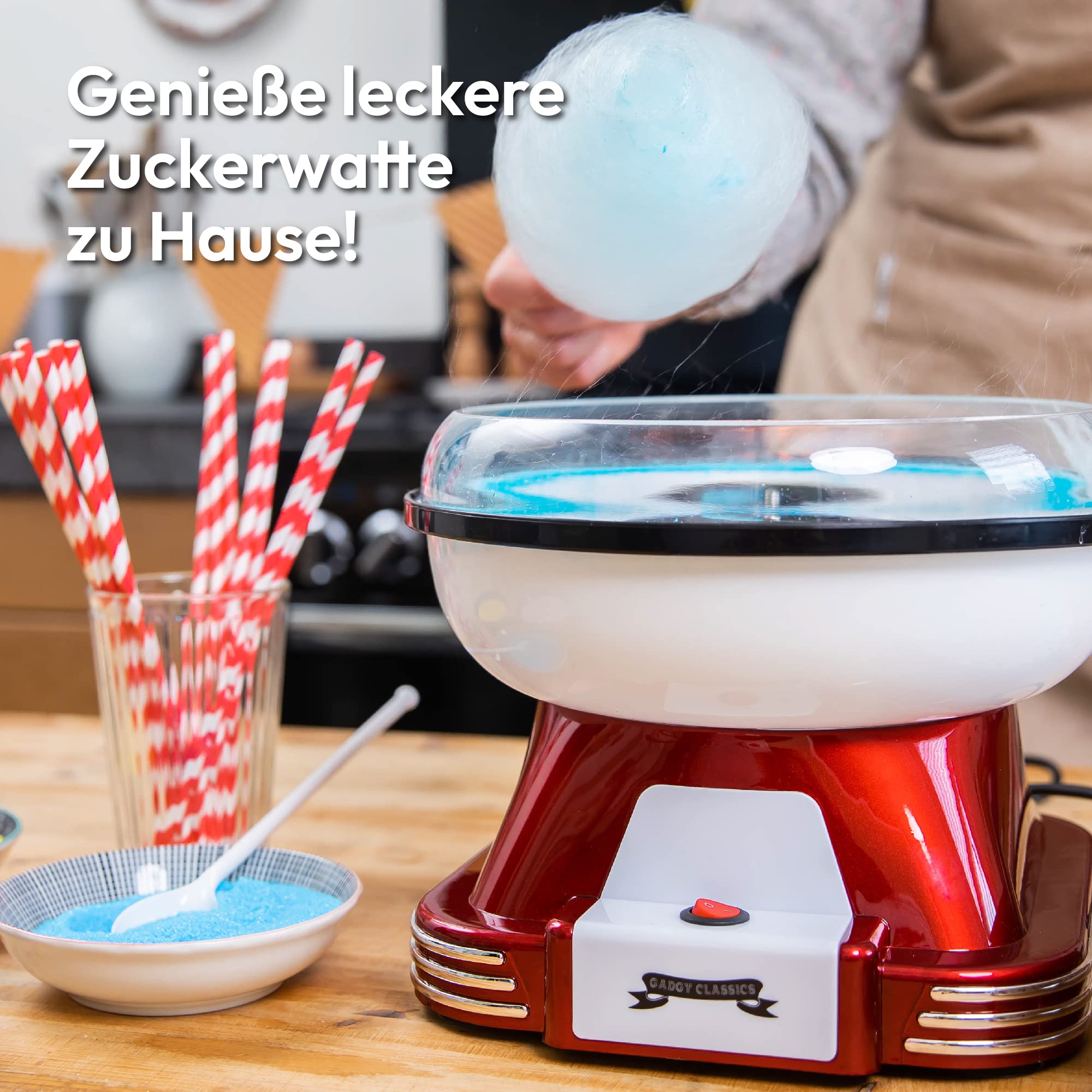 Zuckerwattemaschine für zuhause - Zuckerwatte Maschine für Zucker oder Bonbons - Cotton Candy Machine - Zuckerwatte für Kinderfest, Geburtstag und Party - Rosa