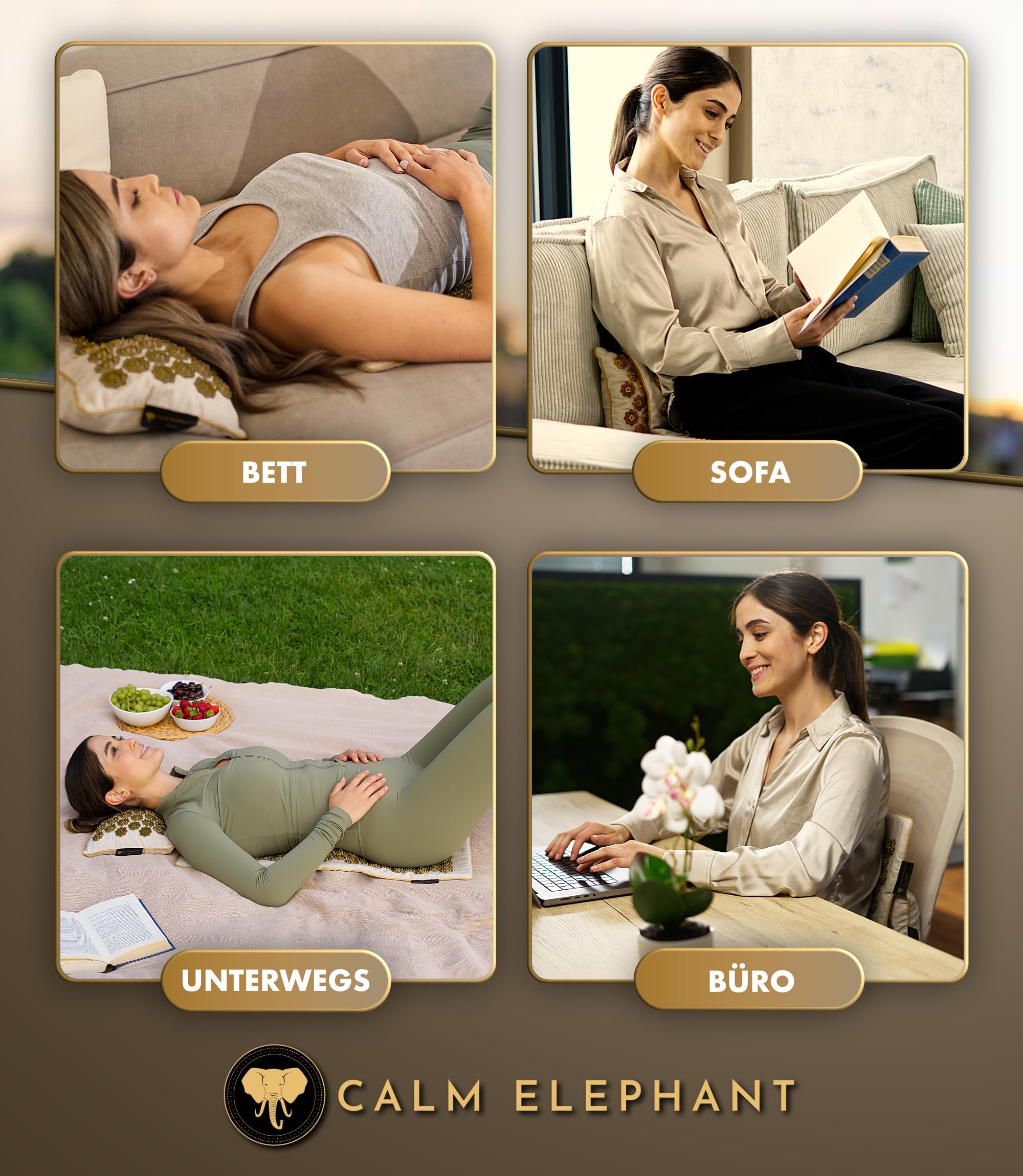 Echte Akupressurmatte mit Kissen XXL Set aus 5 Massagematten Rückenspannung Entlastung Akupunkturmatte mit Wärmefunktion, Lumbalkissen, Doormatte & Tasche, Grau