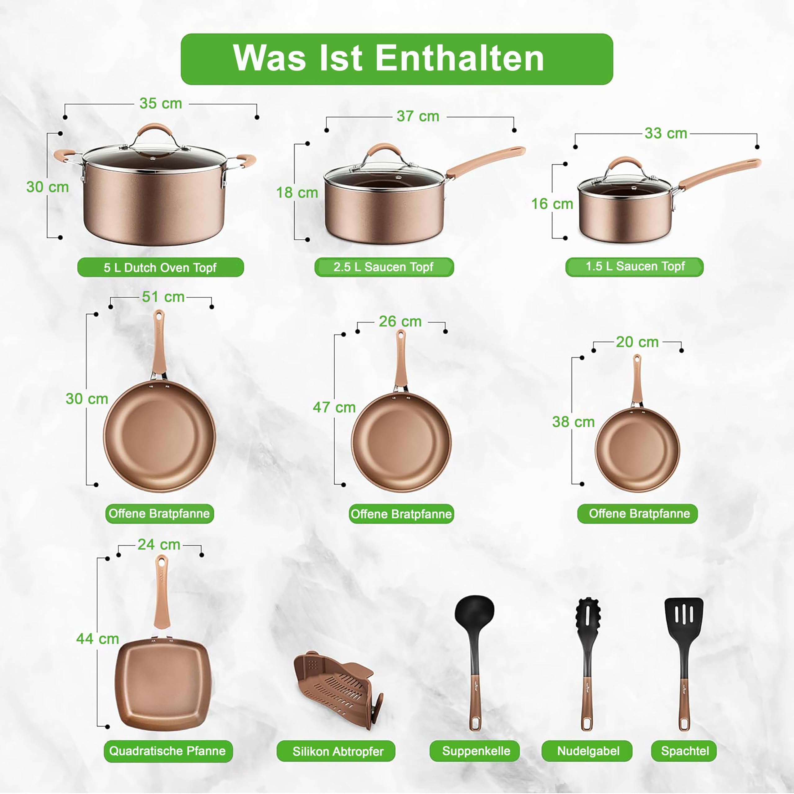 Induktions-Saucepan-Set, 14 Stück, Non-Stick-Beschichtung, Töpfe & Pfannen PFOA/PFOS frei, Kochtopf-Set, Küchenset, Edelstahl, Aluminium - Hochwertiges Kochgeschirr / NEU & OVP!