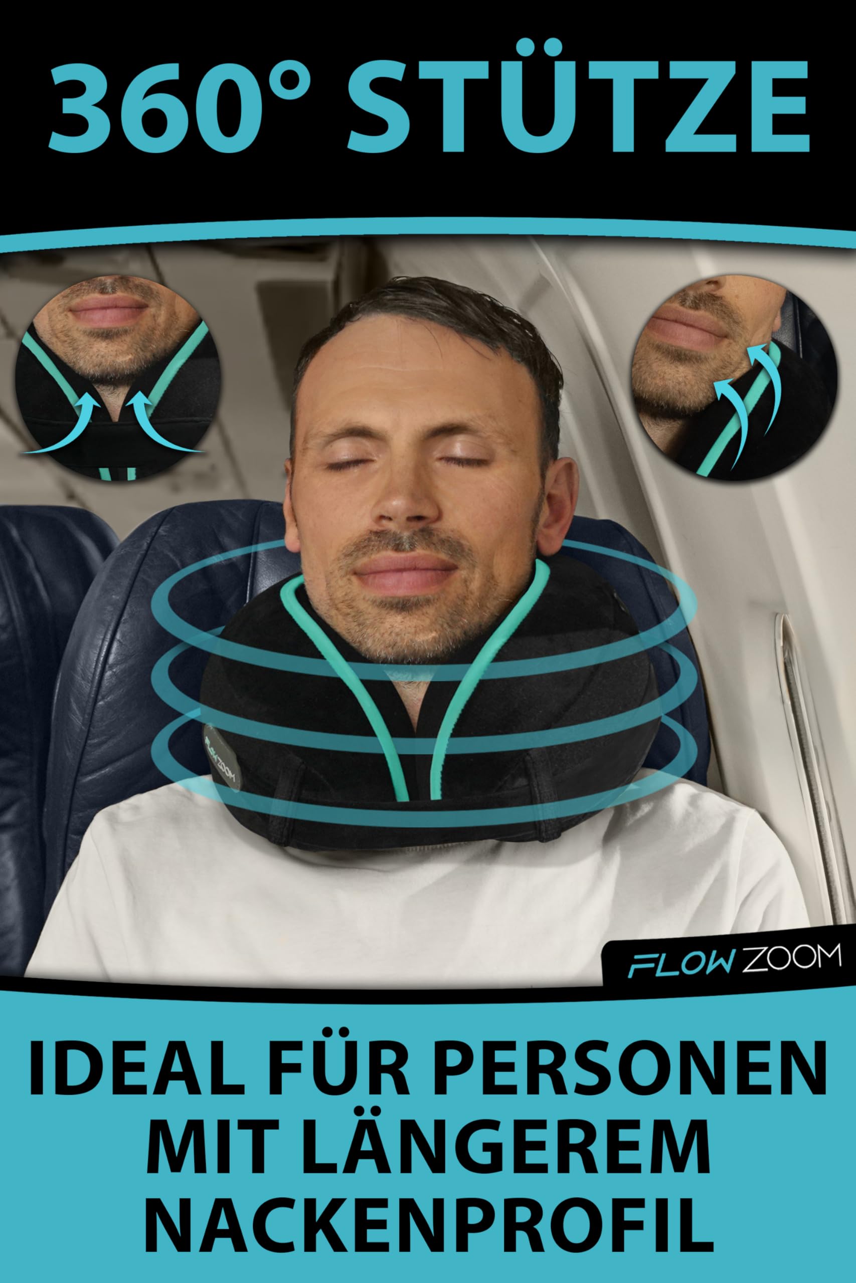 Bequemer Neck Cushion Flugzeug & Auto Reisekissen Memory Foam mit schlankem Rücken und waschbarer Abdeckung (Velvet Soft & Breathable) - Neck Cushion Adults Grey