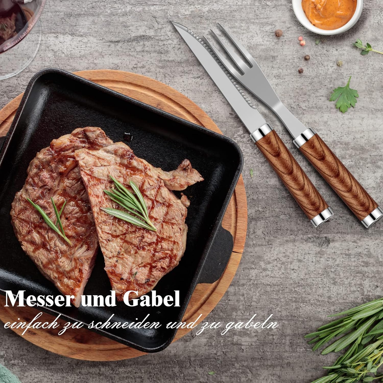 38 Stücke BBQ Grillbesteck Set Edelstahl Grillzubehör für Männer Geschenk Geburtstag Hochwertiger Grillutensilien Set Koffer mit Grillkoffer und Grillmatte für Garten und Camping Braun