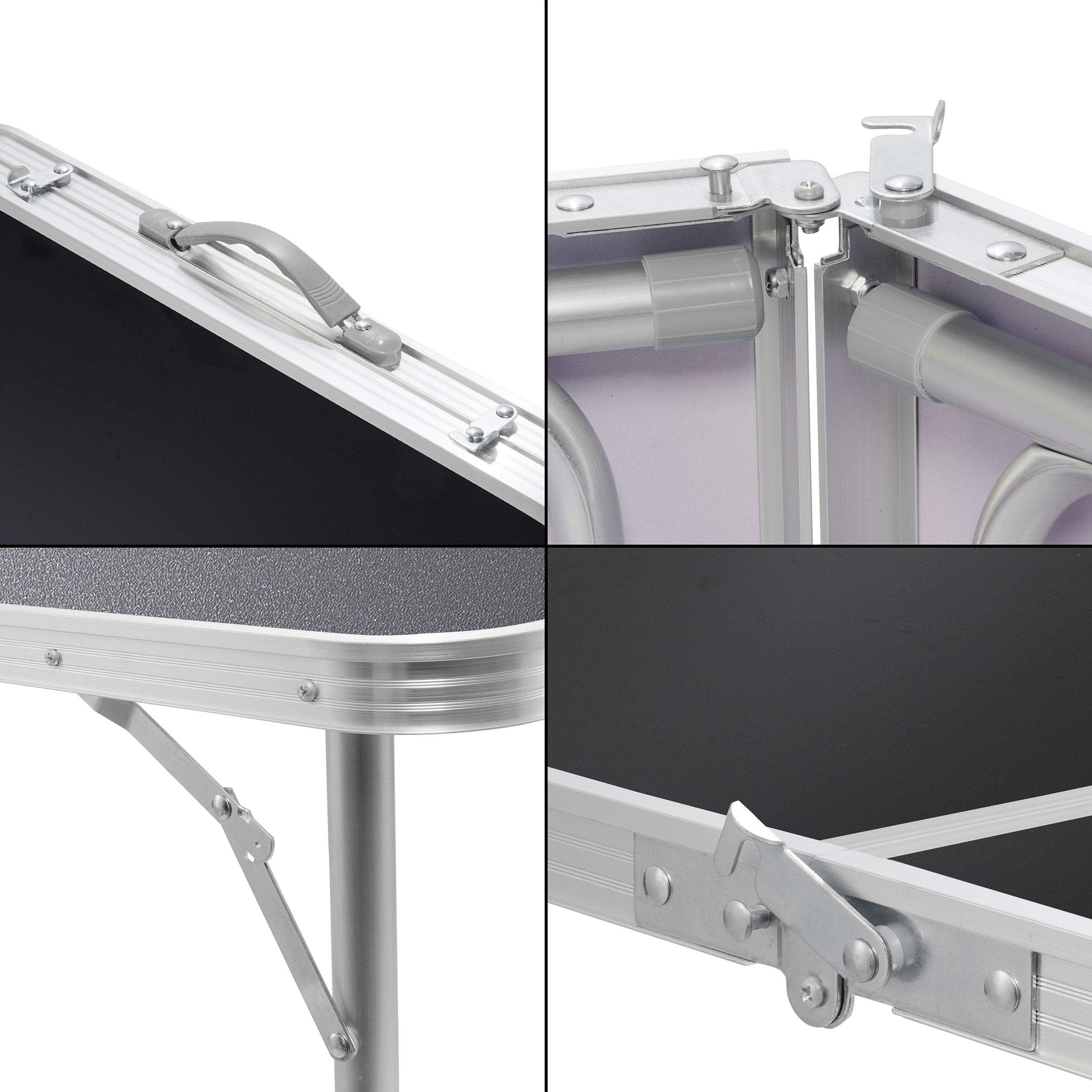 Multifunktionaler Klapptisch, für Camping, Märkte, Tapetentisch, für Feste im Garten, höhenverstellbar, schwarz