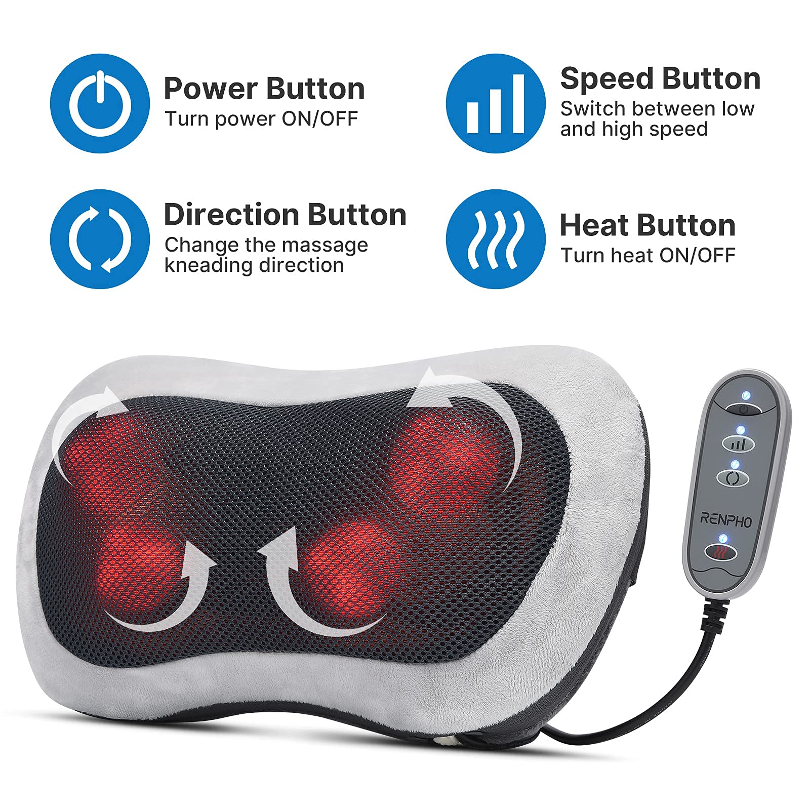 Massagegerät Schulter Nackenmassagegerät mit Wärme, Shiatsu Massagegerät mit 3D-Massage von tiefem Gewebe, Massage für Nacken, Rücken, Beine, Füße, Geschenke für Frauen, Geschenke für Männer