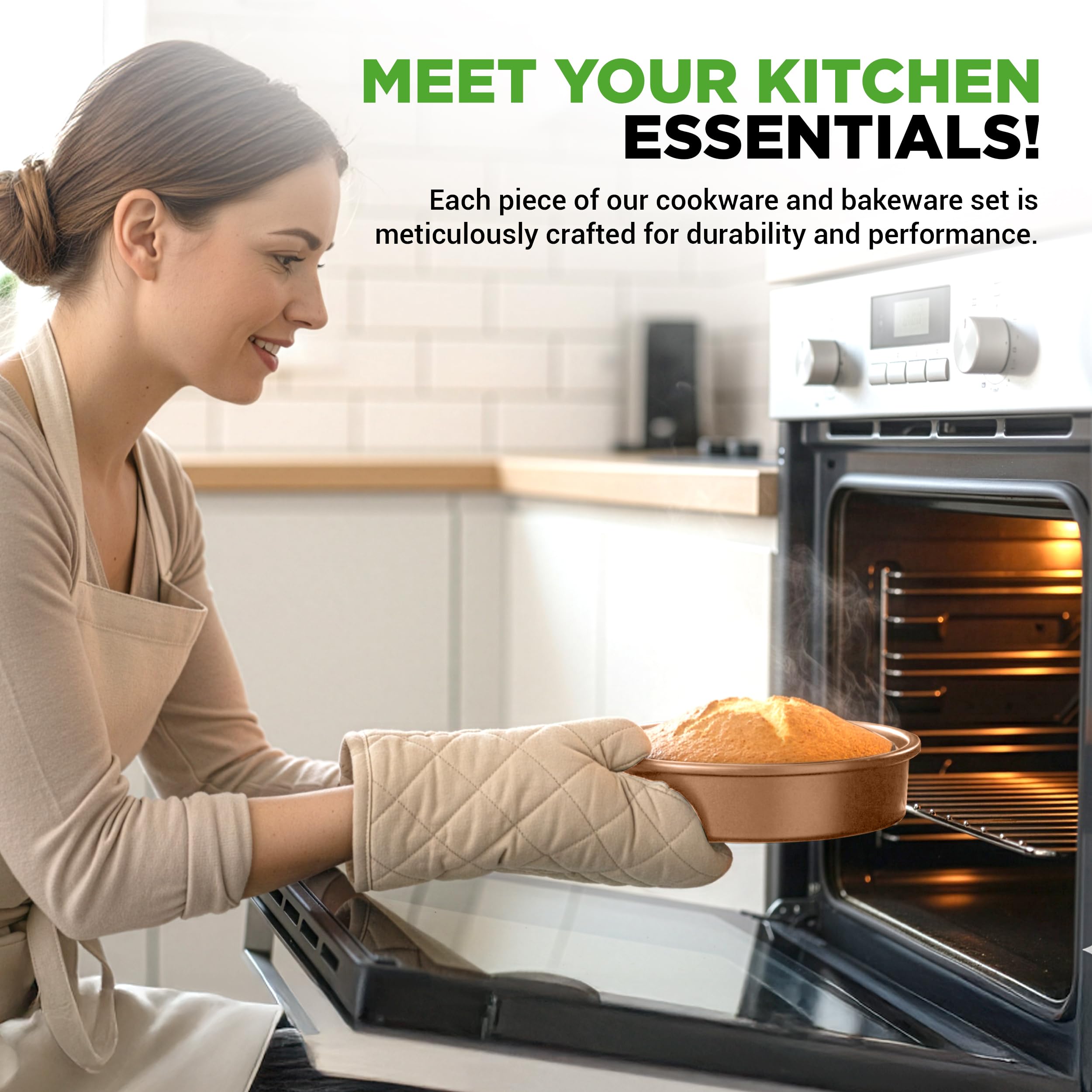 20-teiliges Non-Stick-Saucepan, Pfannen- und Backformset - Kochset PFOA/PFOS frei für Gas, Strom, Keramik und Induktion - Enthält Pfannen, Töpfe, Backdosen, Laibdose, Muffinform