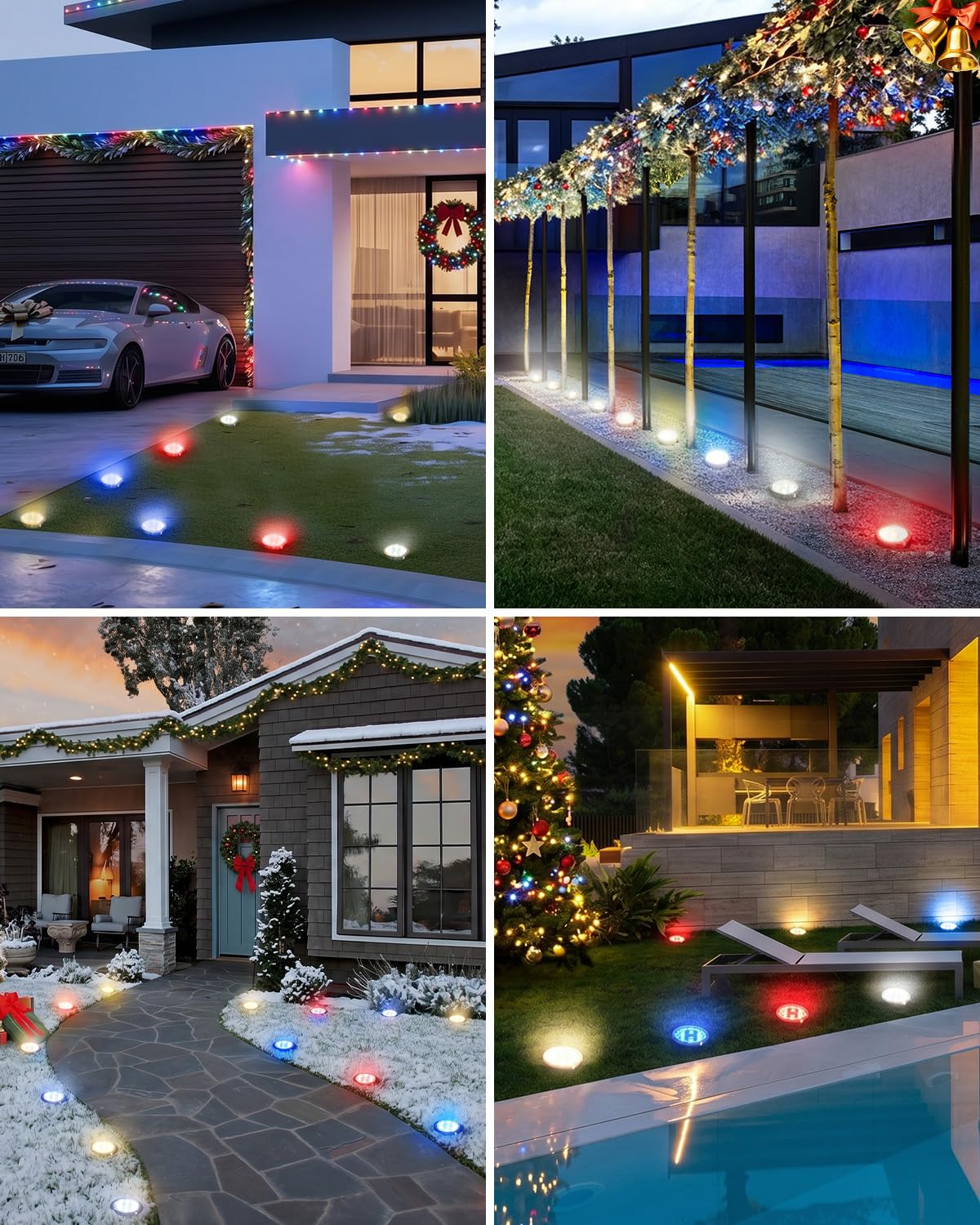 Solar Bodenleuchten Aussen, 8 LED Gartenbeleuchtung Solar Wasserdicht Boden Solarleuchten, Solarlampen für Außen Garten Rasen Auffahrt Gehweg