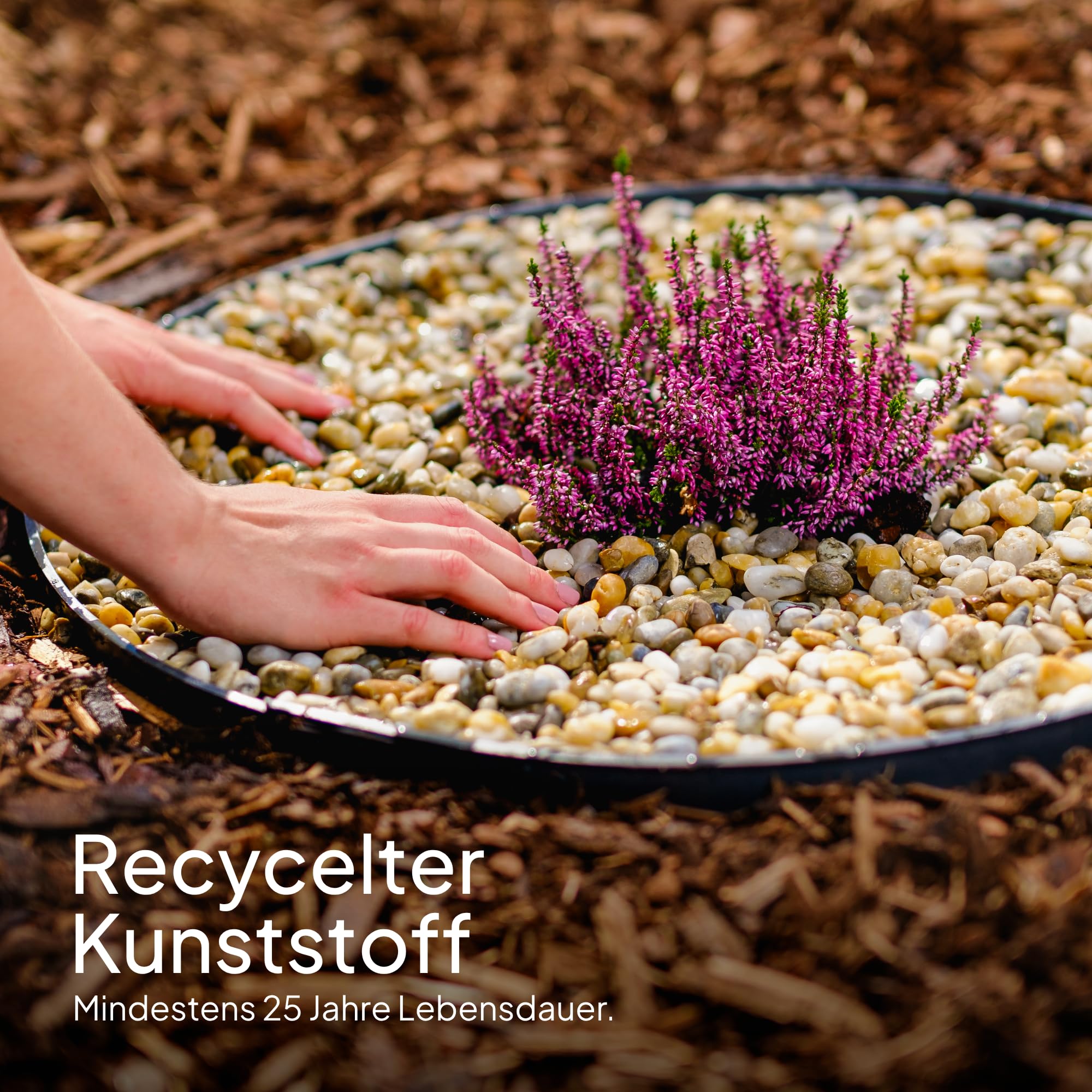 Flexible Rasenkante Kunststoff 24 m - Pflasterkante mit 50 Erdanker - Mähkante aus recyceltem Plastik - Sehr gut Rasenkantensteine zu verarbeiten, min. 25 Jahre Lebensdauer