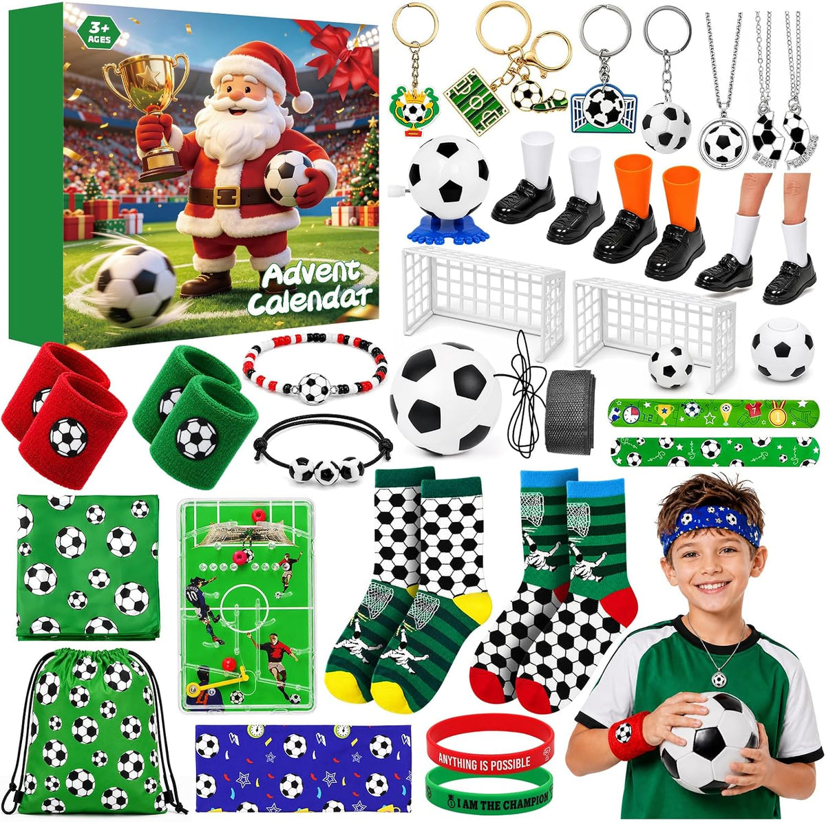 Adventskalender 2026 Fußball‑Geschenkset für Jugendliche 24‑Tage‑Sport‑Accessoires & Dekorationen mit Finger‑Fußball‑Spiel Weihnachts‑Countdown‑Geschenk & Strumpffüller für Jungen und Mädchen Teenager