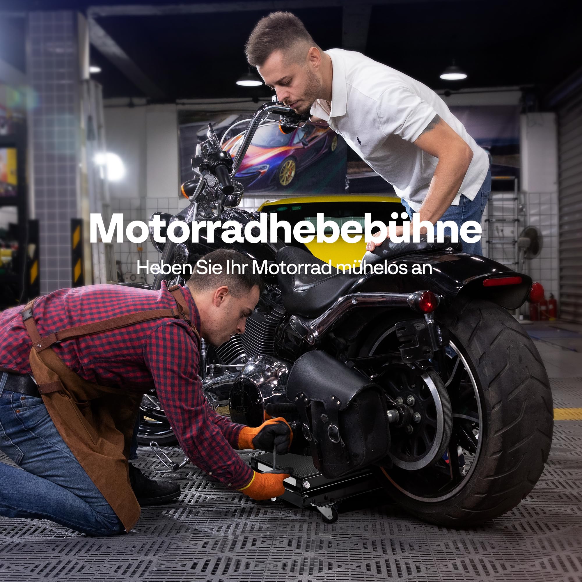 Motorrad Lift 500 kg Stahl-Schereheber mit breitem Deck und Kurbel für Motorräder Off-Road-Fahrzeuge Schmutzfahrräder