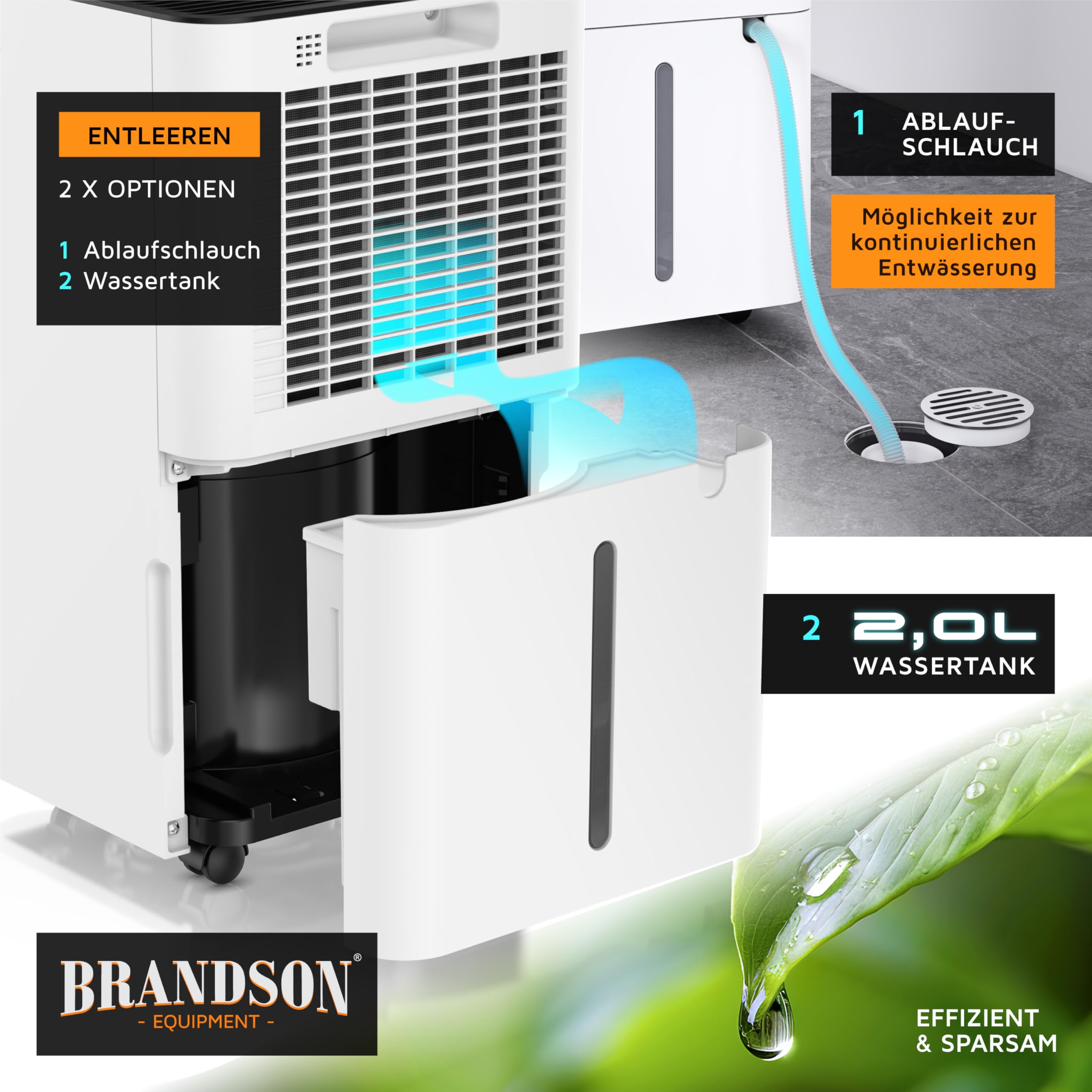 WLAN Luftentfeuchter mit Kompressor elektrisch - 10 Liter - WiFi Dehumidifier Raumentfeuchter – mit App - Schlauch-Entwässerung