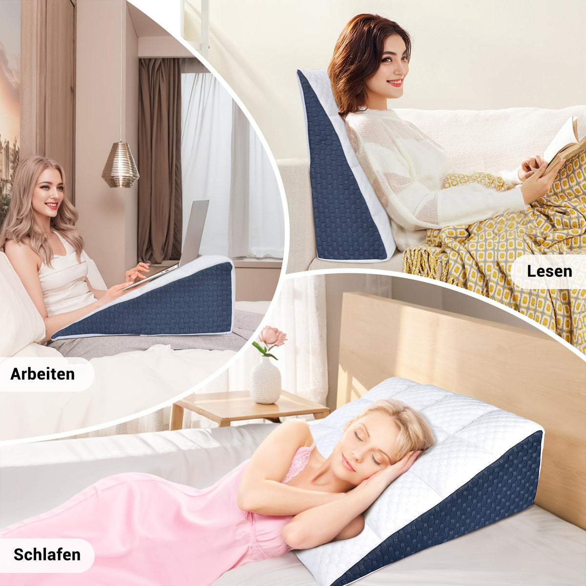 30cm Keilkissen für Bett und Sofa, Bettkeil aus Memory-Schaum