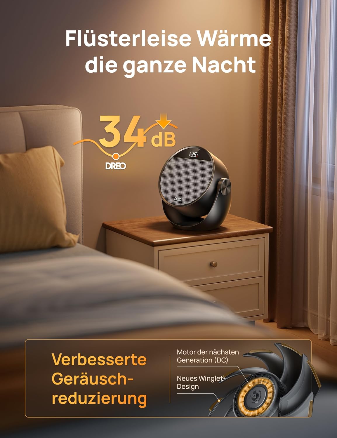 Heizlüfter Energiesparend Klein, Leiser 1500W Tragbar Heizlüfter mit Fernbedienung, Thermostat, 60° Neigbar, 8 Sicherheitsfunktionen, PTC-Keramik,12-Std-Timer, 3 Modus 3 Geschwindigkeit, Schwarz