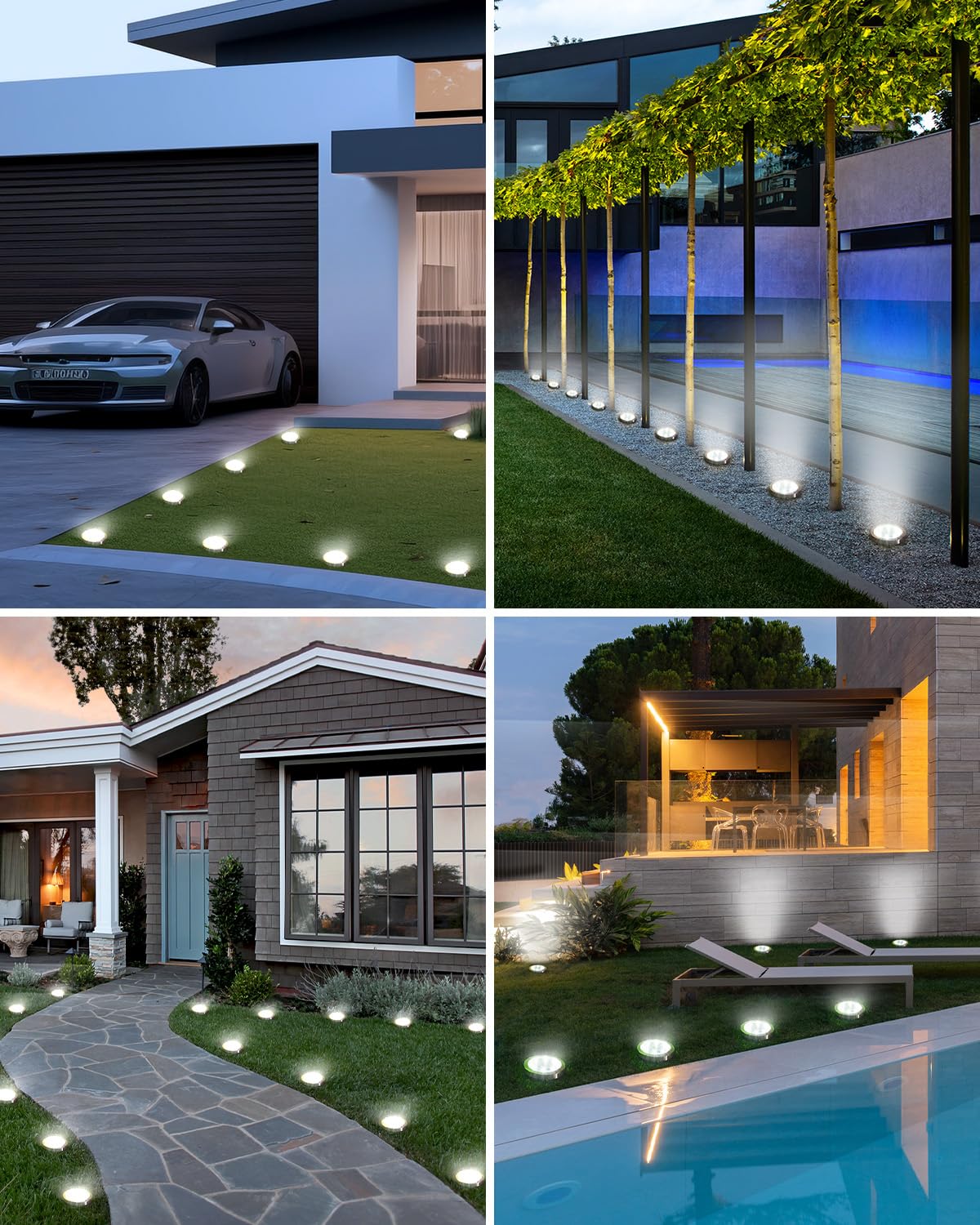 Solar Bodenleuchten Aussen, 8 LED Gartenbeleuchtung Solar Wasserdicht Boden Solarleuchten, Solarlampen für Außen Garten Rasen Auffahrt Gehweg