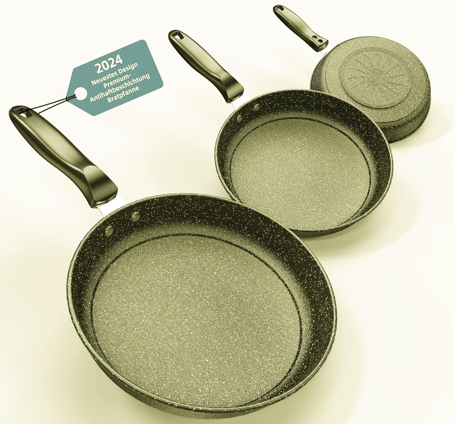 3-teiliges Bratpfannenset, 26 cm + 28 cm + 30 cm Bratpfanne, 3-teiliges Set zum Kochen, professionelle Bratpfannen mit nicht klebriger Beschichtung und kühler Griff, PFAS-frei, spülmaschinenfest (XM5)