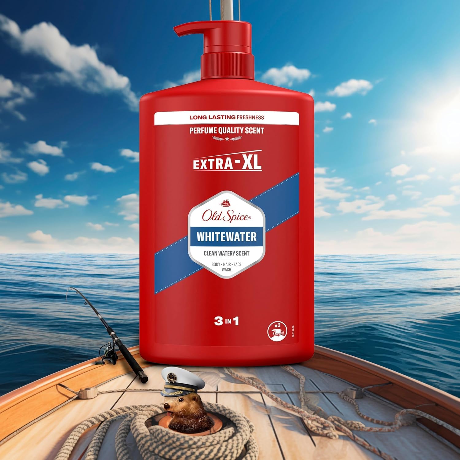 Old Spice Whitewater 3-in-1 Mehrzweck-Shampoo für Haar, Gesicht und Körper 1000 ml, langanhaltende Frische, Duft von Parfümqualität, Tiefenreinigung