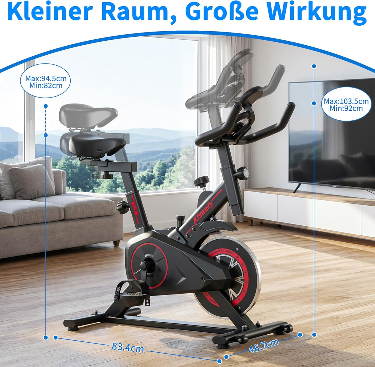 Heimtrainer Fahrrad, Leises Fitnessbike mit einstellbarem Magnetwiderstand, Indoor Cycling Bike mit LCD-Display, Ergonomischer Komfortsattel für Home Gym Indoor Cycling