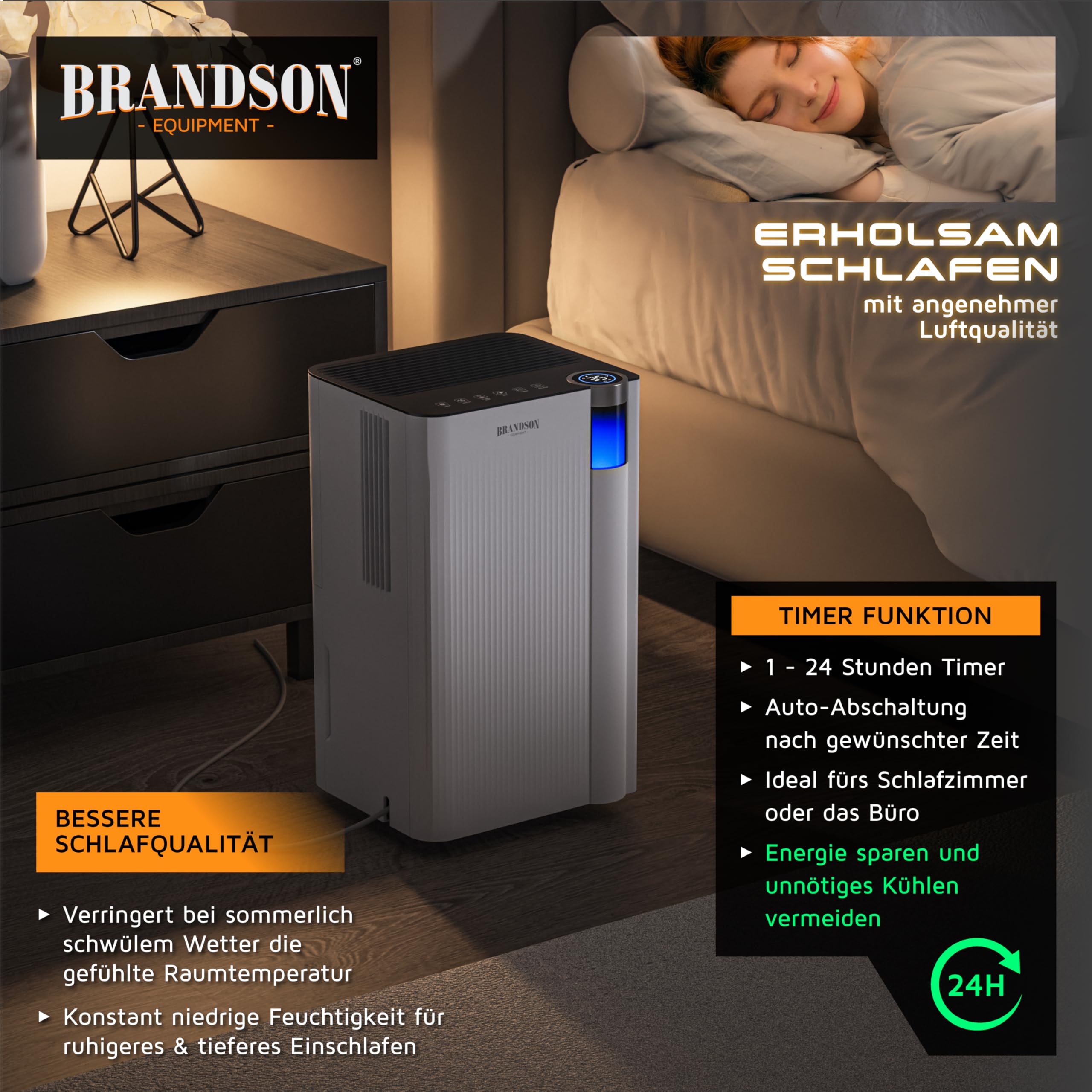 WLAN Luftentfeuchter mit Kompressor elektrisch - 10 Liter - WiFi Dehumidifier Raumentfeuchter – mit App - Schlauch-Entwässerung