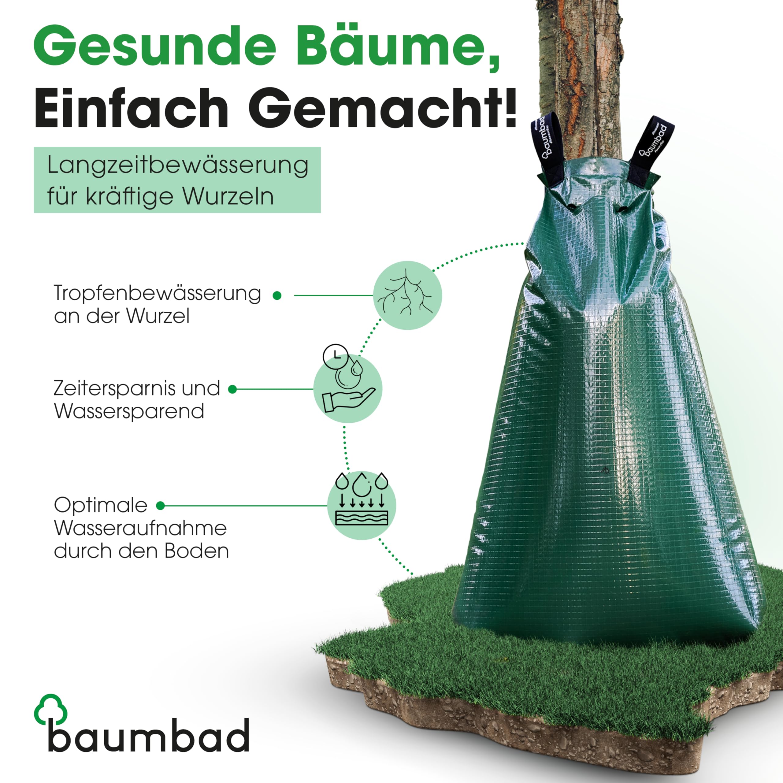 Premium Bewässerungsring 55 Liter, PVC UV Beständig, Baumring zur Bewässerung in Braun