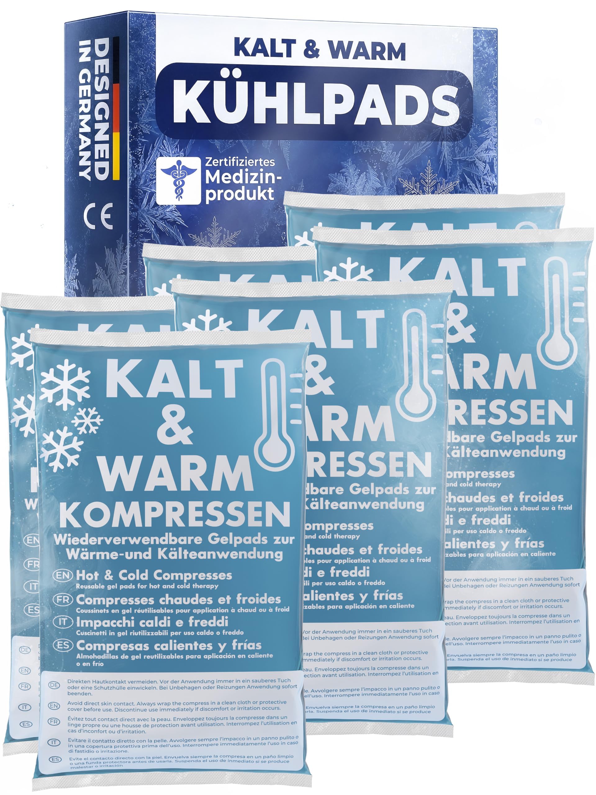 Kühlpads Kalt Warm Kompresse zertifiziert | Kühlpacks für Kinder & Erwachsene, Mit Fleecehülle, Strapazierfähig, Mehr Gelinhalt, PowerSeal Schweißnaht, Tiefgekühlt weich