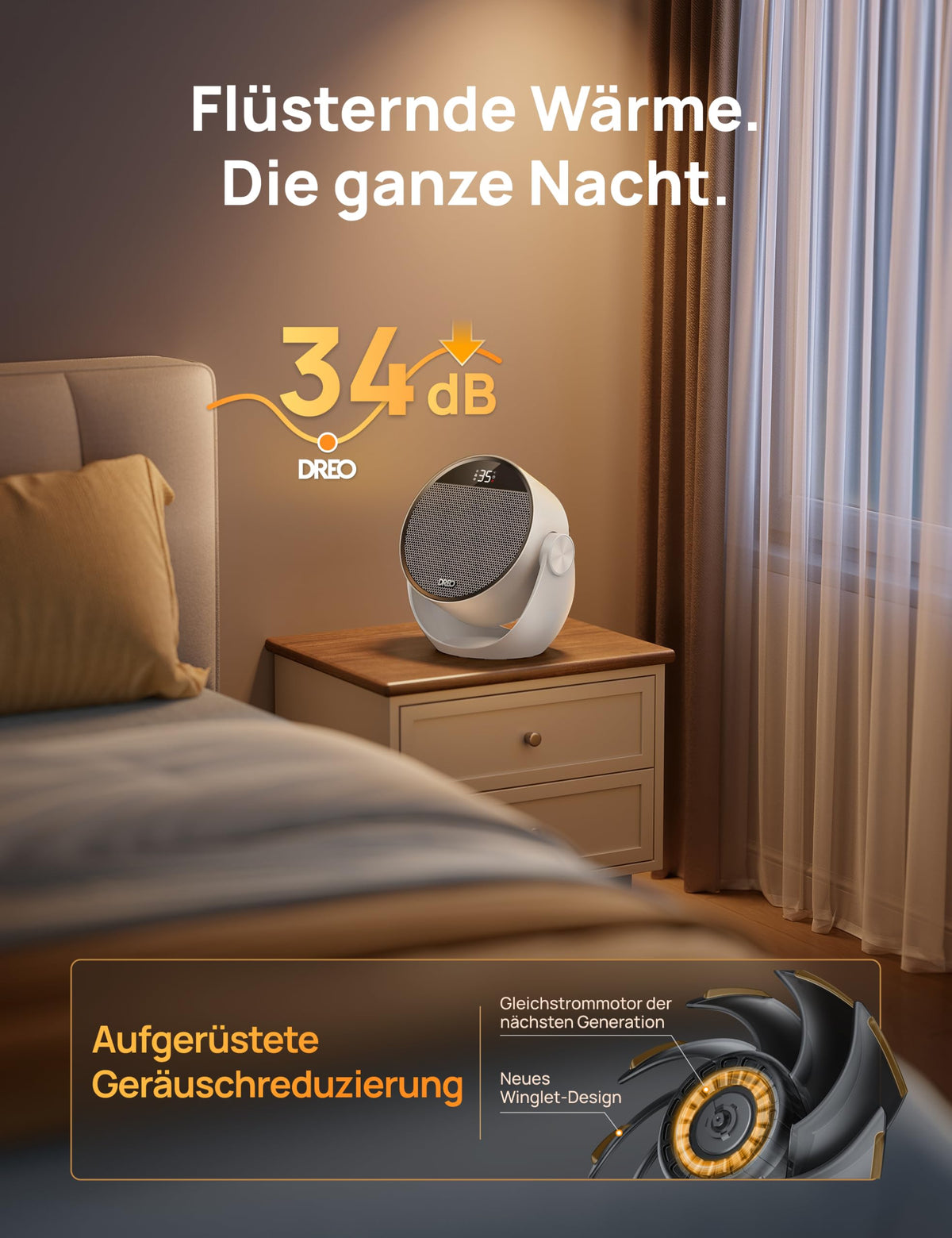 Heizlüfter Energiesparend Klein, Leiser 1500W Tragbar Heizlüfter mit Fernbedienung, Thermostat, 60° Neigbar, 8 Sicherheitsfunktionen, PTC-Keramik,12-Std-Timer, 3 Modus 3 Geschwindigkeit, Schwarz