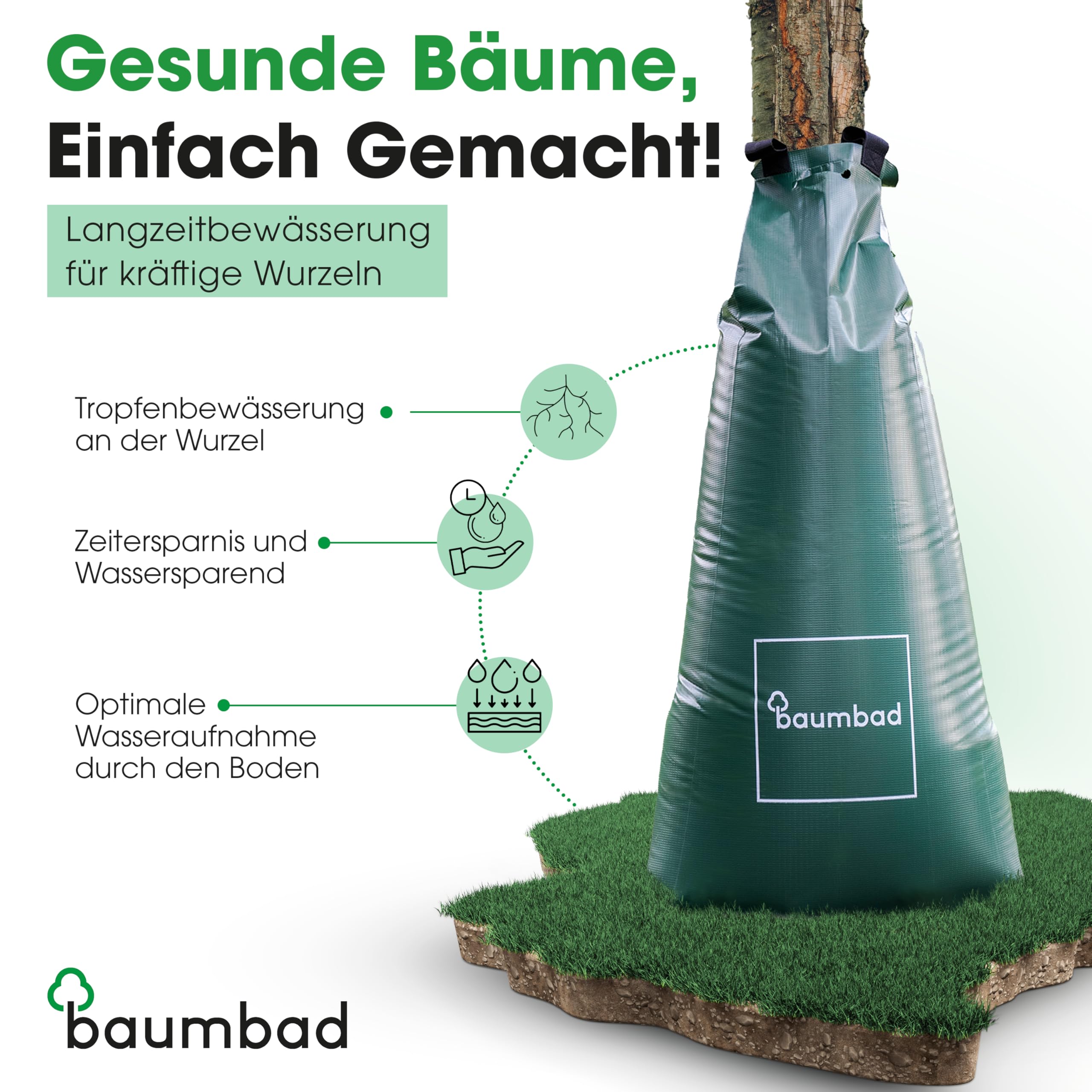 Premium Bewässerungsring 55 Liter, PVC UV Beständig, Baumring zur Bewässerung in Braun