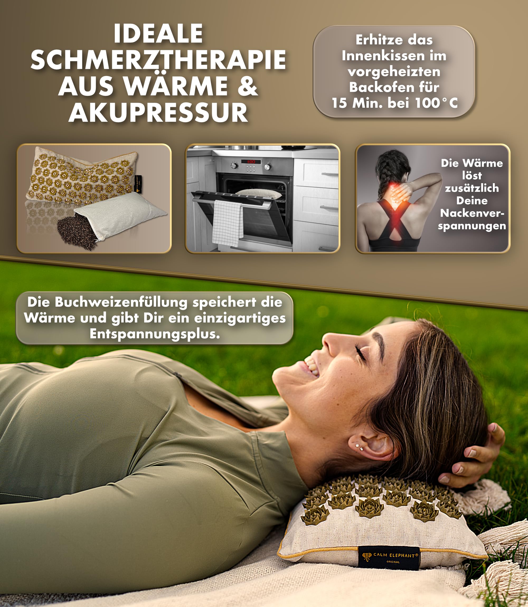 Echte Akupressurmatte mit Kissen XXL Set aus 5 Massagematten Rückenspannung Entlastung Akupunkturmatte mit Wärmefunktion, Lumbalkissen, Doormatte & Tasche, Grau