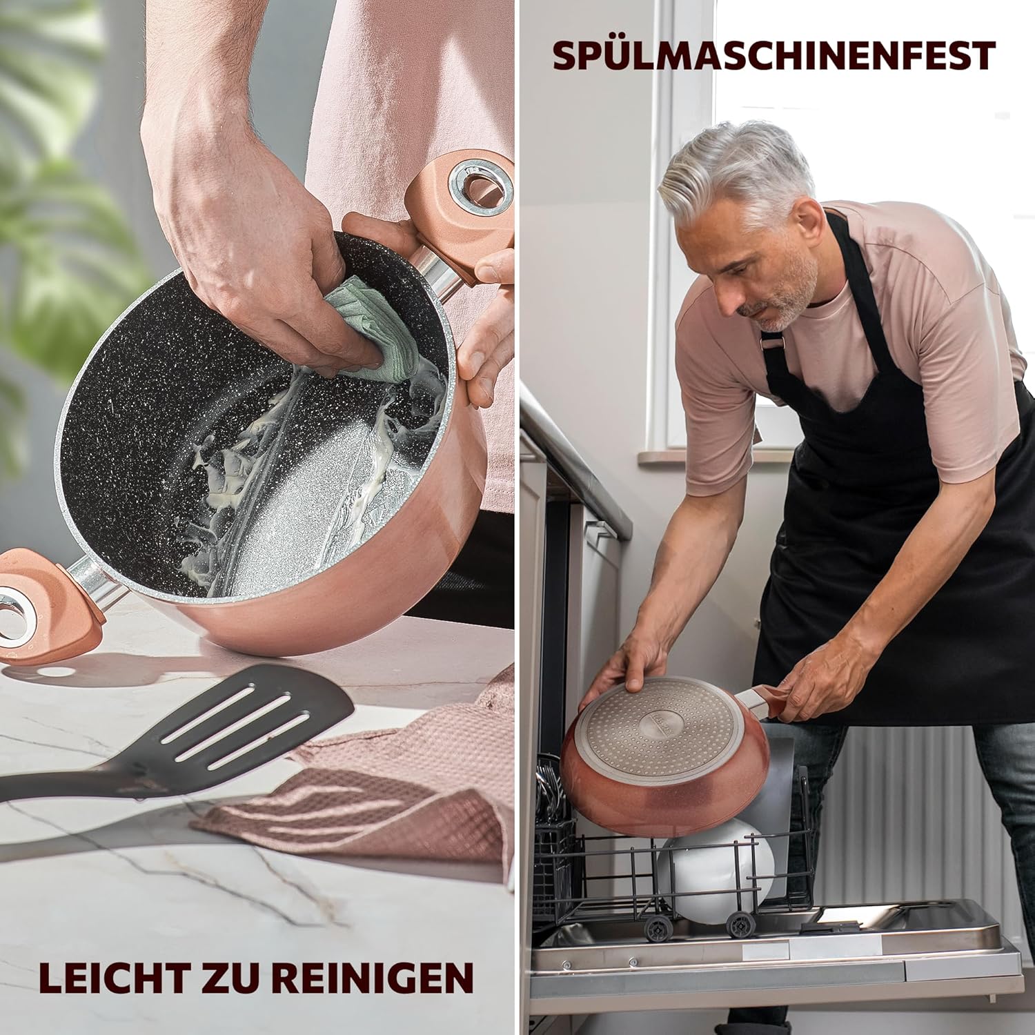 Topfset 15-teilig mit Antihaftbeschichtung - Kochtopf Set mit Deckel - Induktions Töpfe Set - Töpfe & Pfannen Set für Alle Herdarten - Kochgeschirr für Gasherd & Ceranfeld