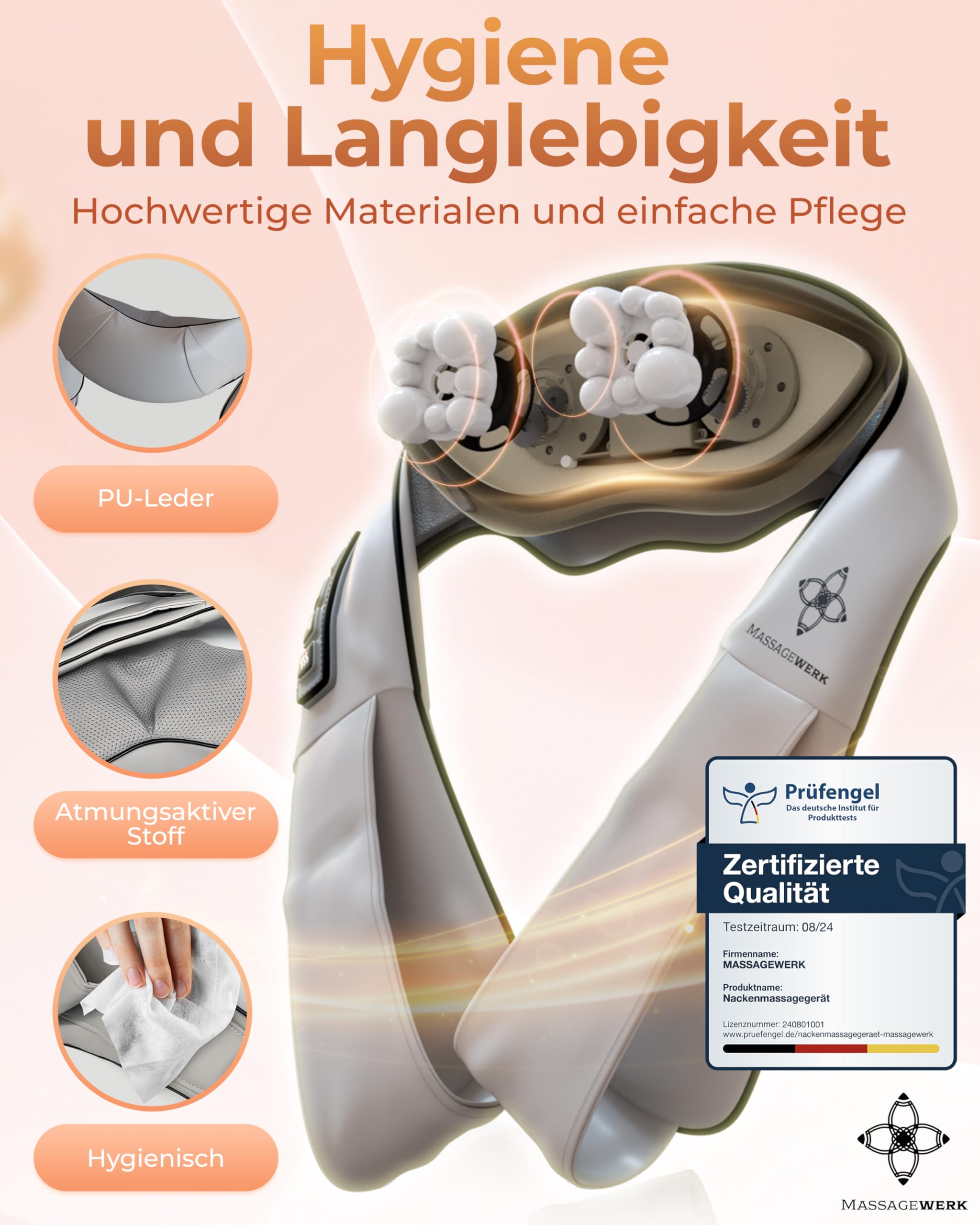 Shiatsu Rücken- und Halsmassagegerät / Elektrischer Nackenmassagegerät mit Wärmefunktion / Ergonomisch, Ideal zur Linderung von Muskelverspannungen und Schmerzen