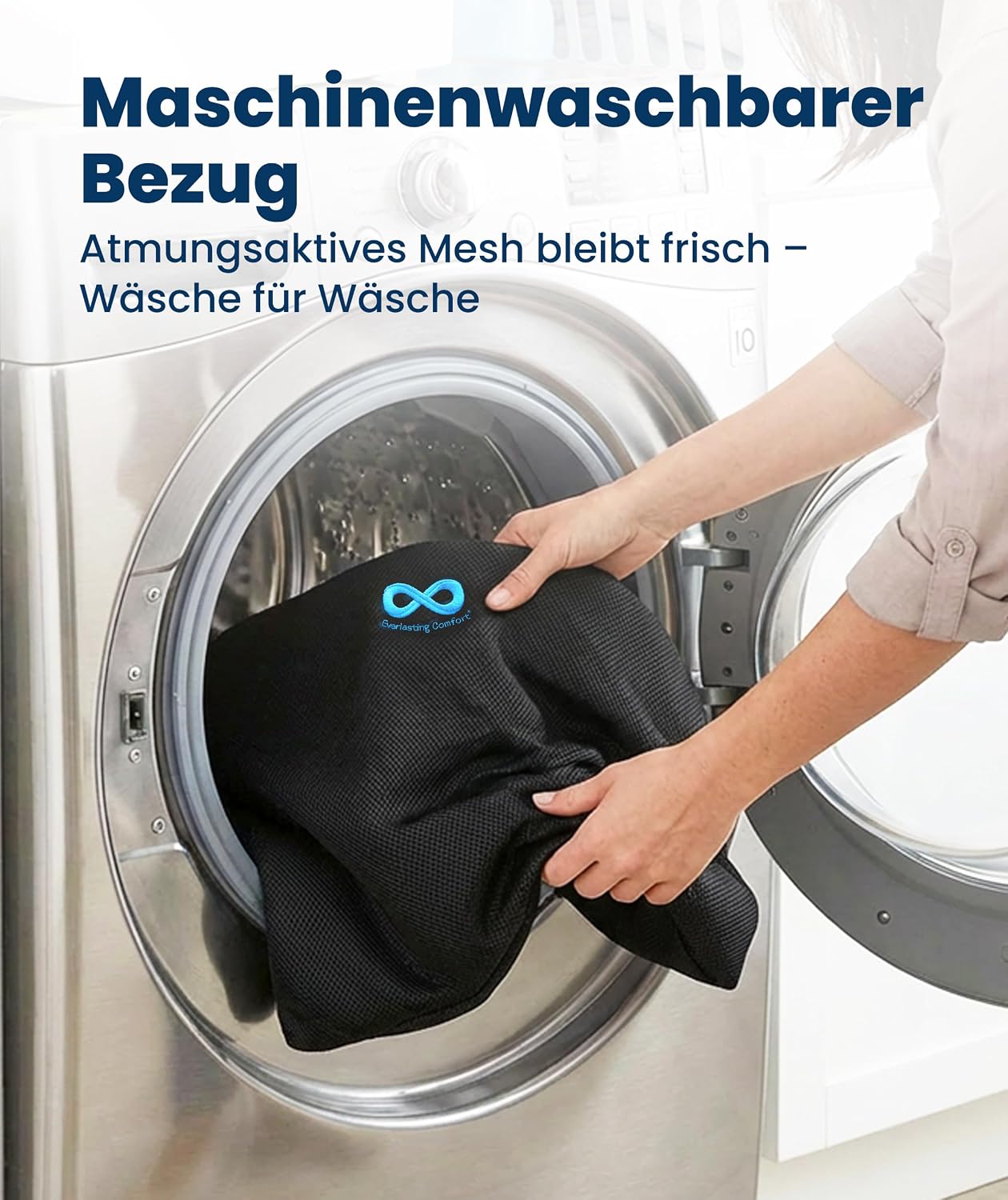 Sitzkissen für Bürostuhl, Auto & Zuhause – Komfortkissen mit waschbarem Bezug, Rutschfester Unterseite und konturierter Form