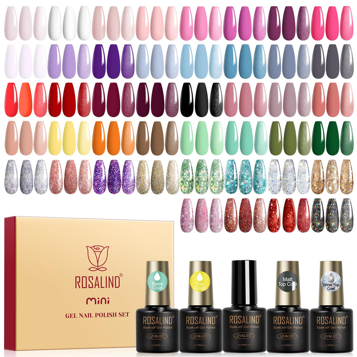 UV Nagellack Set Weiß Rosa Violett Rot Grün Blau Gel