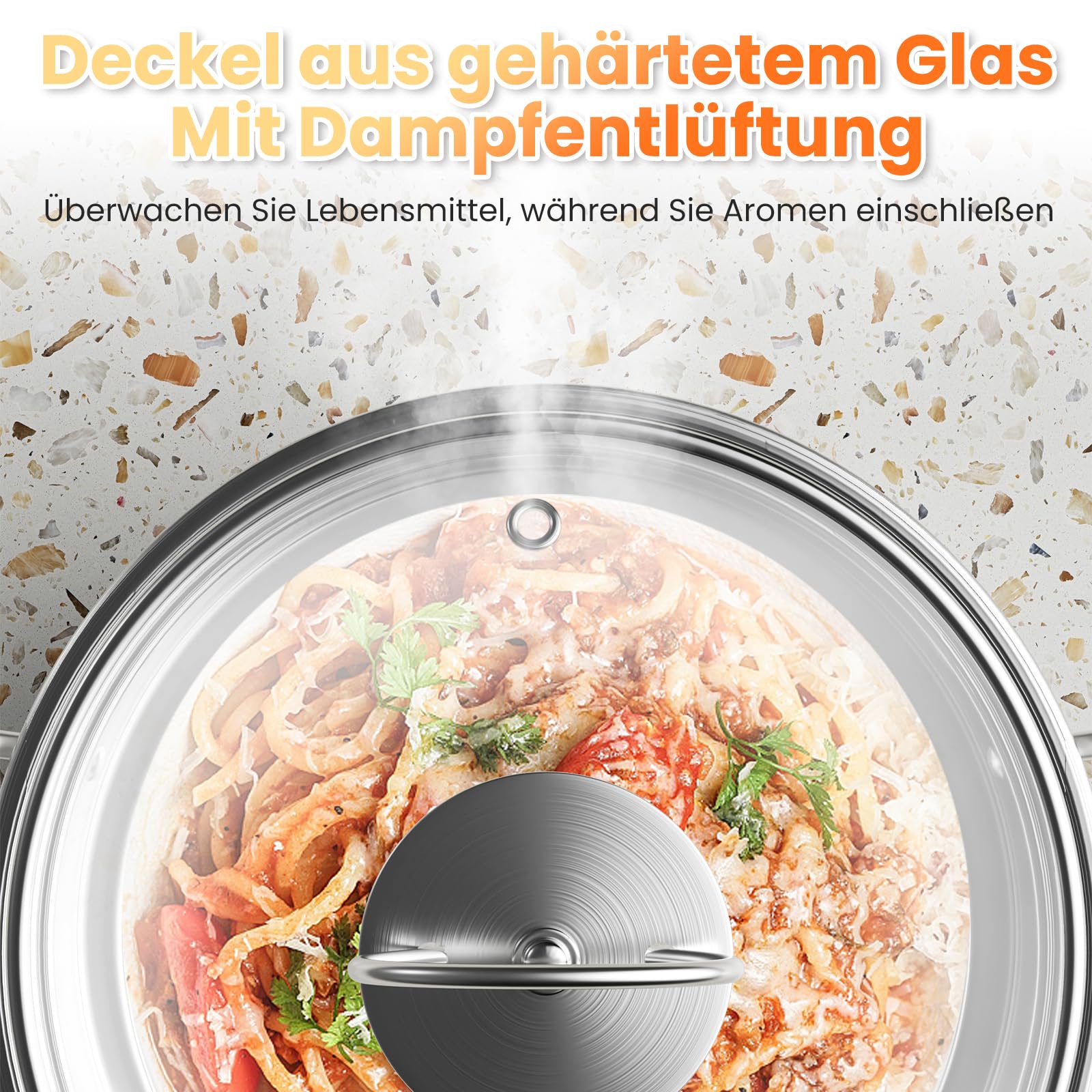 Edelstahl Saucepan Set, 12-teilige Töpfe Set mit Dampfer und Löffel, großes Kochgeschirr, Induktionskochtopf Set, Töpfe Set