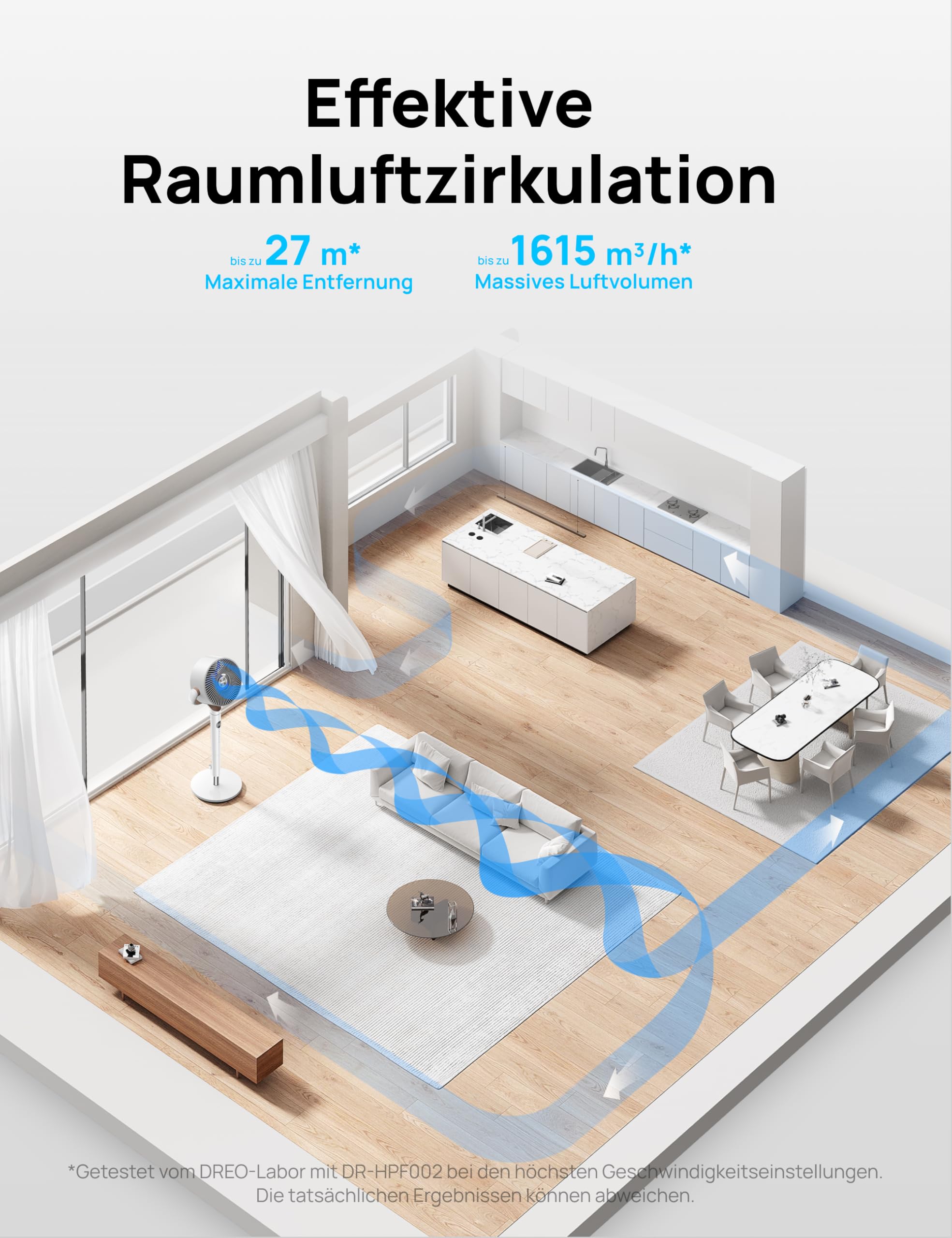 Starker Standventilator Smart mit RGB Light, 120° +120° Oszillierender Ventilator mit Fernbedienung, 20dB Leiser Bodenventilator / Turmventilator für Schlafzimmer, 8H Timer, Silber