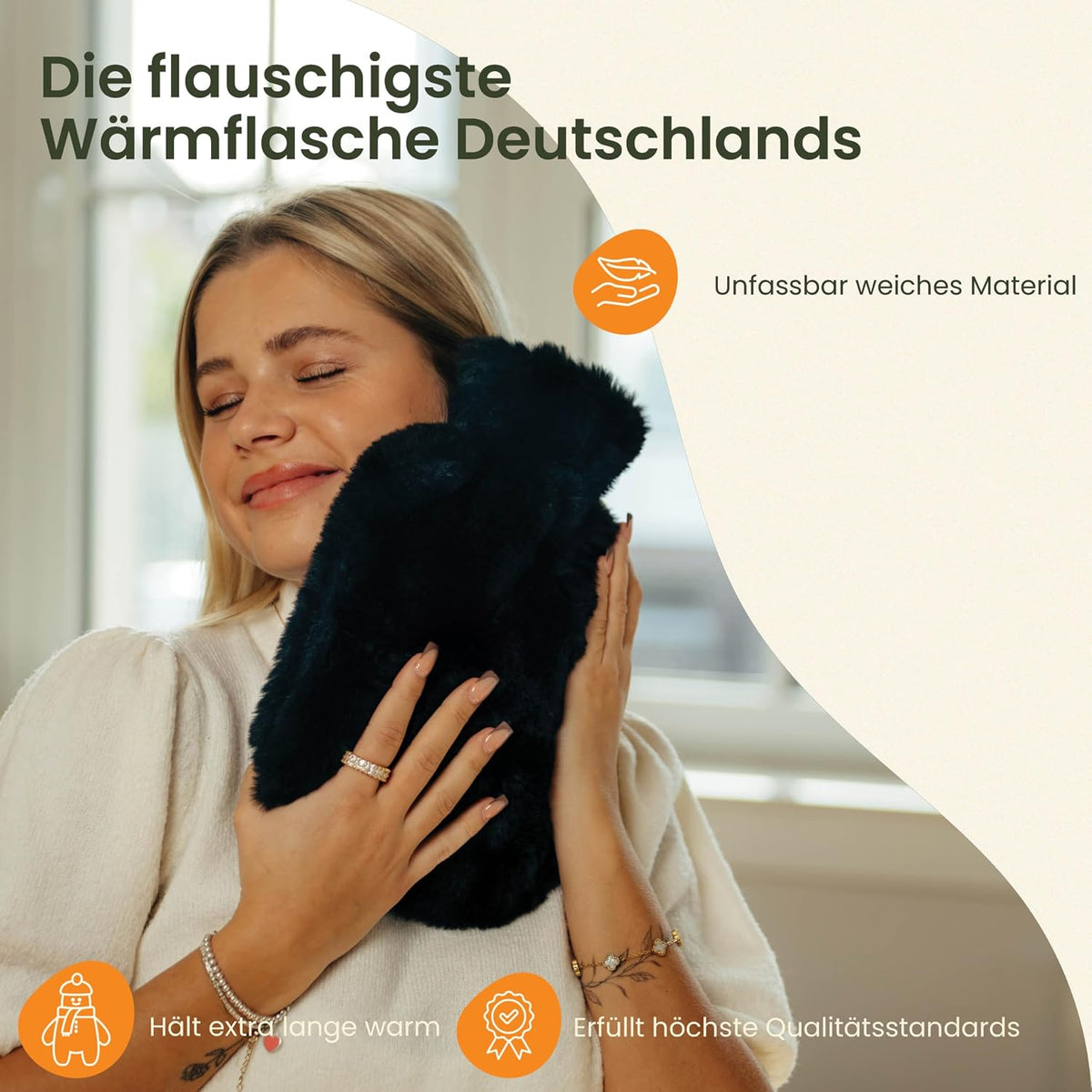 Wärmflaschengürtel - Premium Wärmflasche Lang mit Gürtel zum umbinden - 130cm Perioden Wärmegürtel - Plüsch Wärmflasche mit Bezug - Wärmflasche Gürtel mit Geschenkverpackung