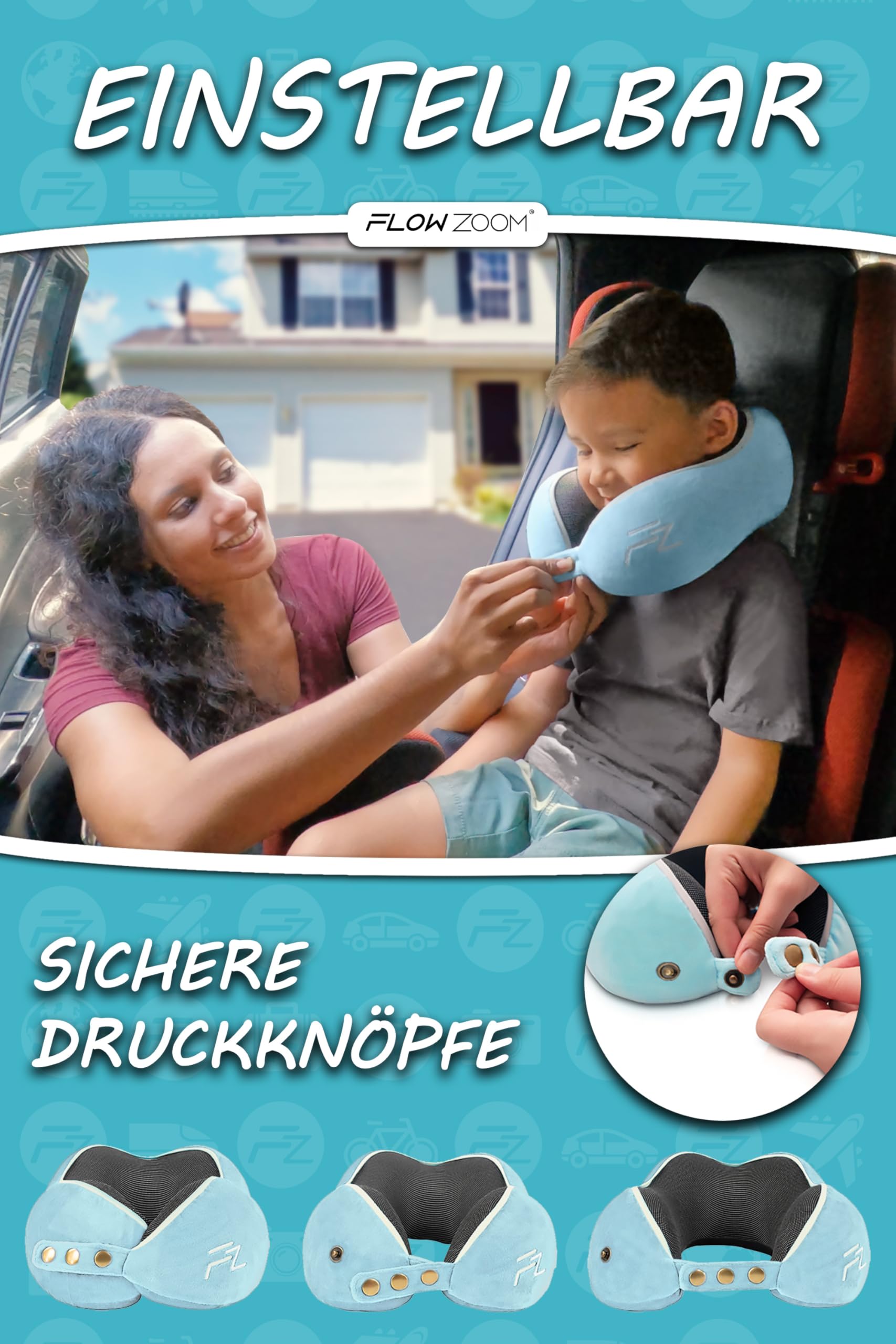 Bequemer Neck Cushion Flugzeug & Auto Reisekissen Memory Foam mit schlankem Rücken und waschbarer Abdeckung (Velvet Soft & Breathable) - Neck Cushion Adults Grey