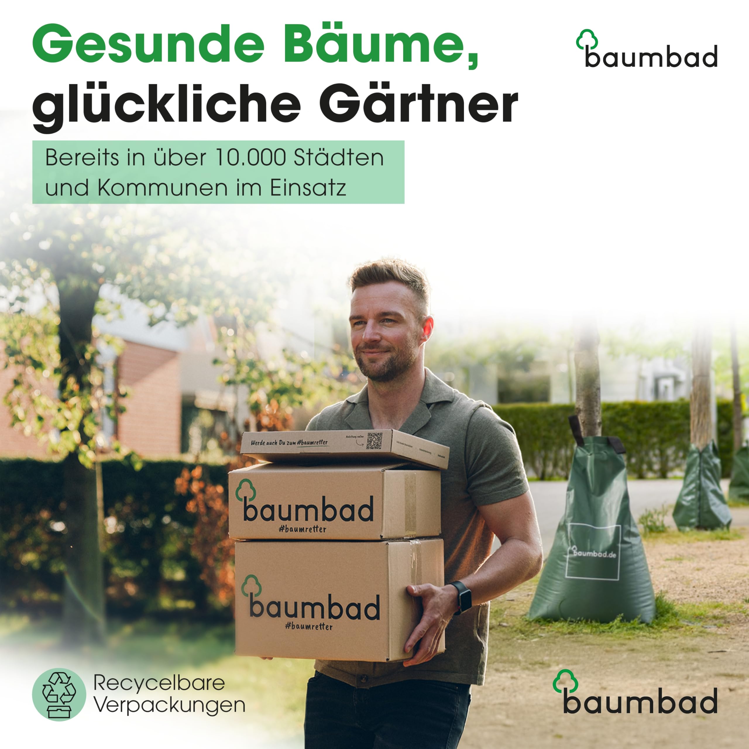 Premium Bewässerungsring 55 Liter, PVC UV Beständig, Baumring zur Bewässerung in Braun