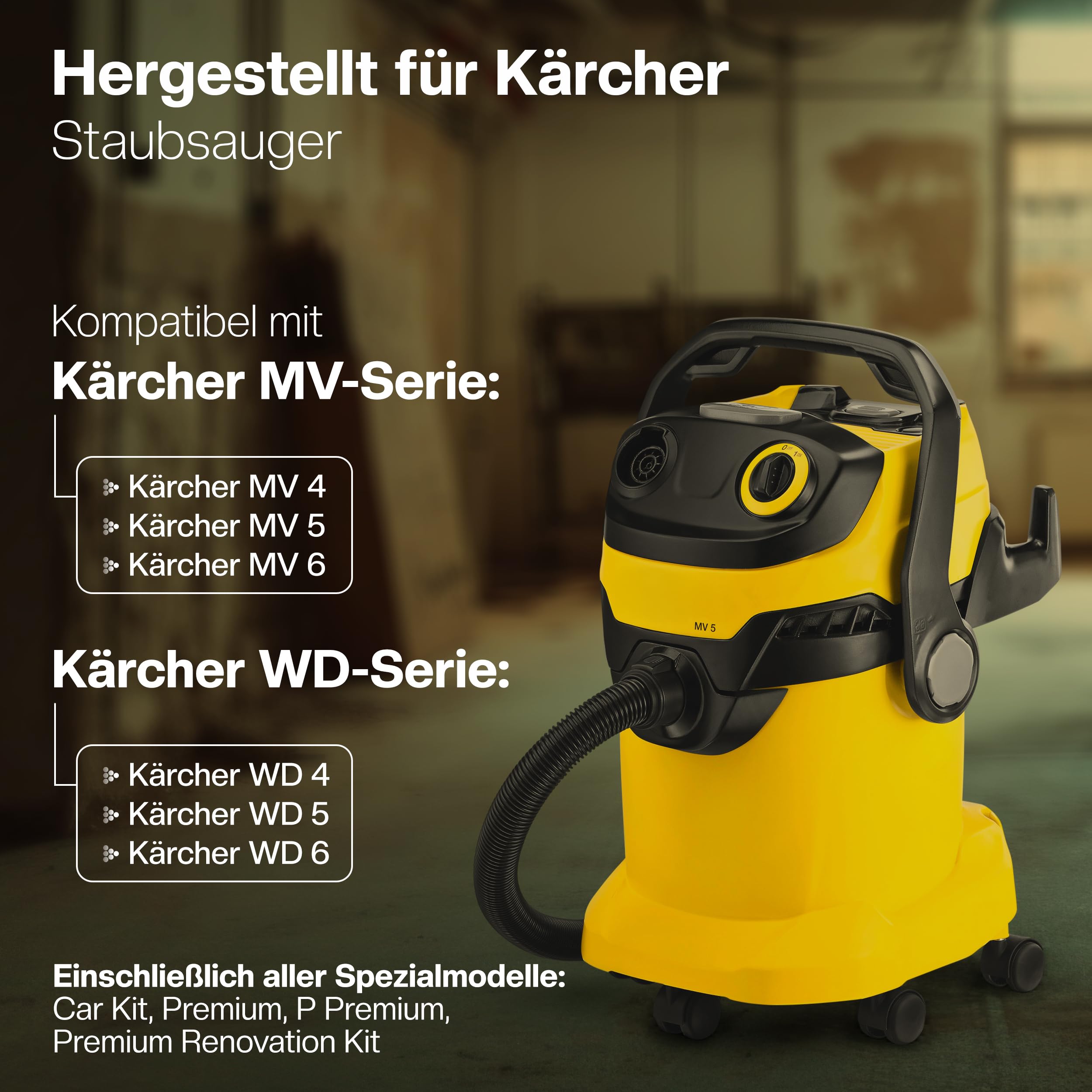 3 x Flachfalten-Filter für Kärcher Staubsauger WD4, WD5, WD6 / MV4, MV5, MV6 – 3 x Flachfalten-Filter gegen Feinstaub & Gerüche