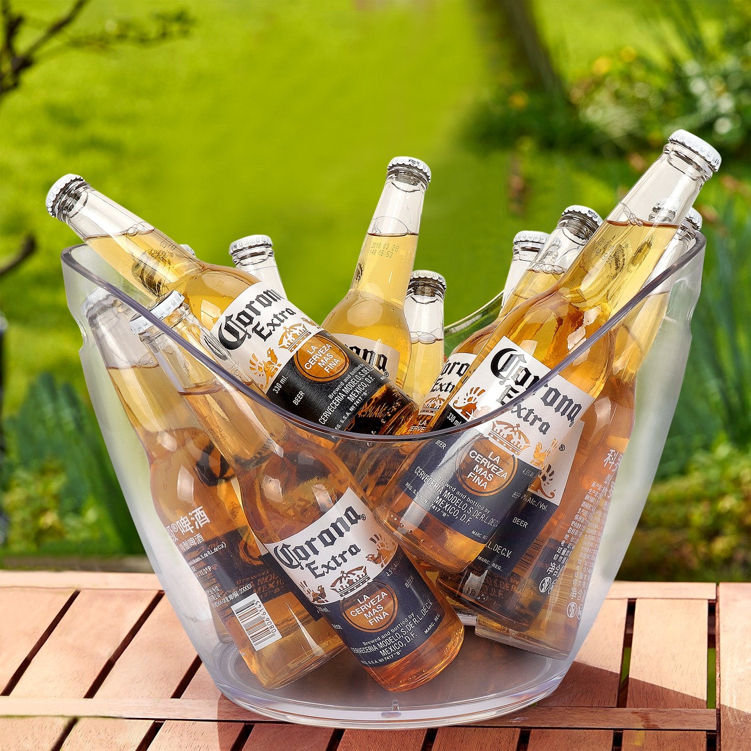 8L Eiseimer, Champagnereimer, Eiseimer, Weinkühler, Champagnerkühler, großer Eiseimer, Küchenobst und Gemüselagerbehälter (Clear)