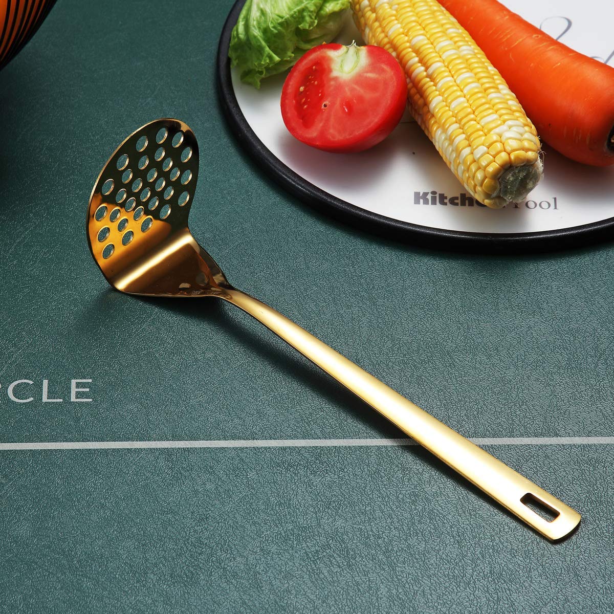Goldfarbenes Kochutensilien Set, Edelstahl 13 Stück Küchenutensilien Set mit Titanbeschichtung, Küchenutensilien Set mit Utensilienhalter, Geschirrspüler-sicher, leicht zu reinigen