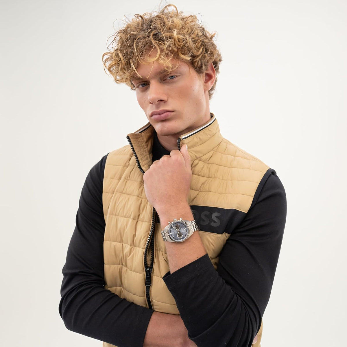 BOSS Multi Zifferblatt Quarz Uhr für Herren Kollektion TOURMASTER mit Silbernes Edelstahlarmband - 1514286