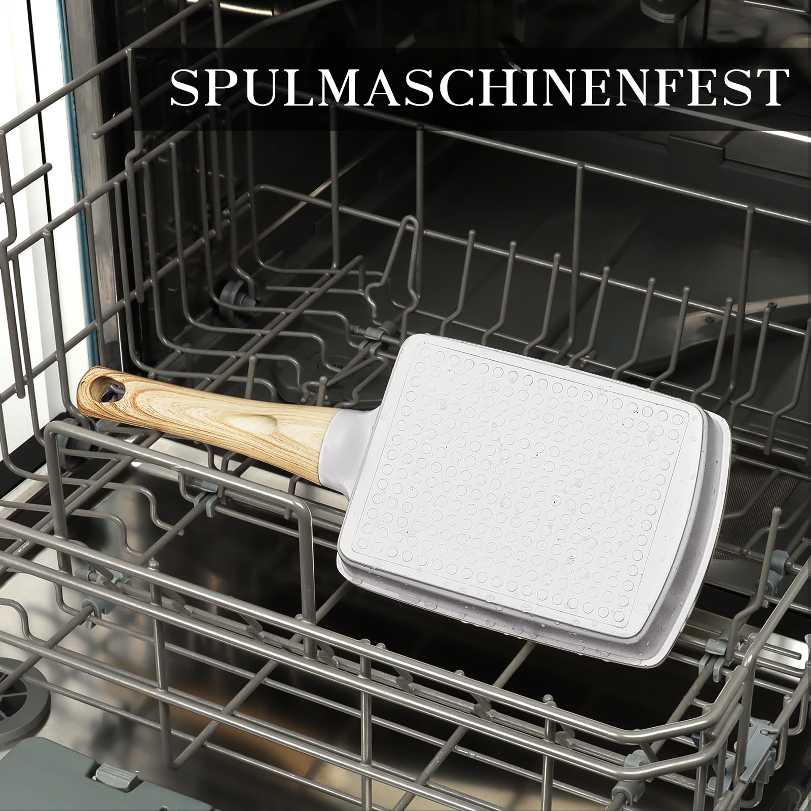 Spiegeleipfanne, 3-Loch Omlettenpfanne, Granit-Antihaftbeschichtung, PFOS/PFOA-Frei Eierpfanne für Gebratenes Frühstück/Eier/Wurst/Speck, Weiß