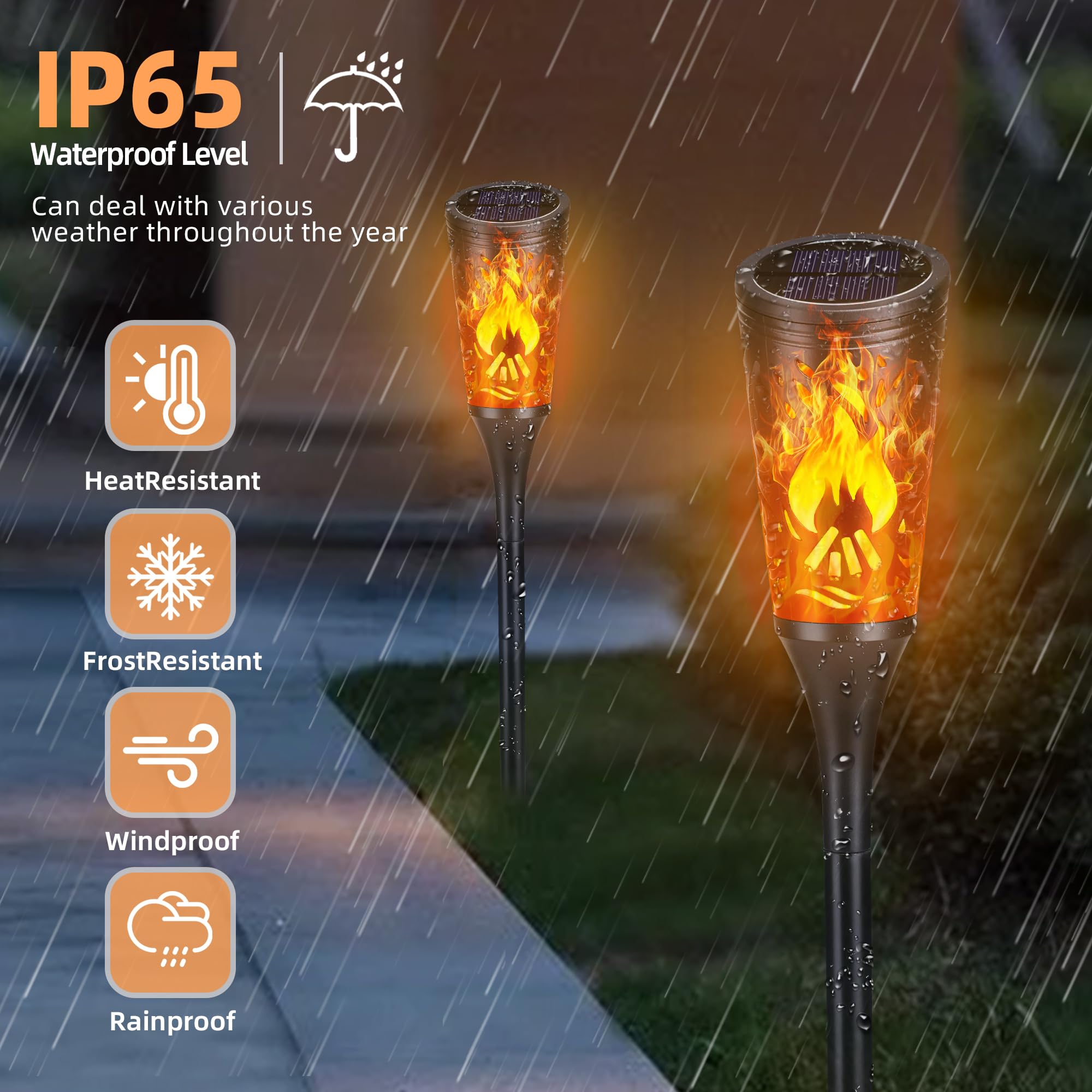 6 Stück Solarlampen für Außen - 12 LED Solarleuchten Garten mit Realistischer Flammeneffekt, IP65 Wasserdicht Gartenfackeln Solar für Außen, Hinterhöfe, Gärten, Rasen Beleuchtung