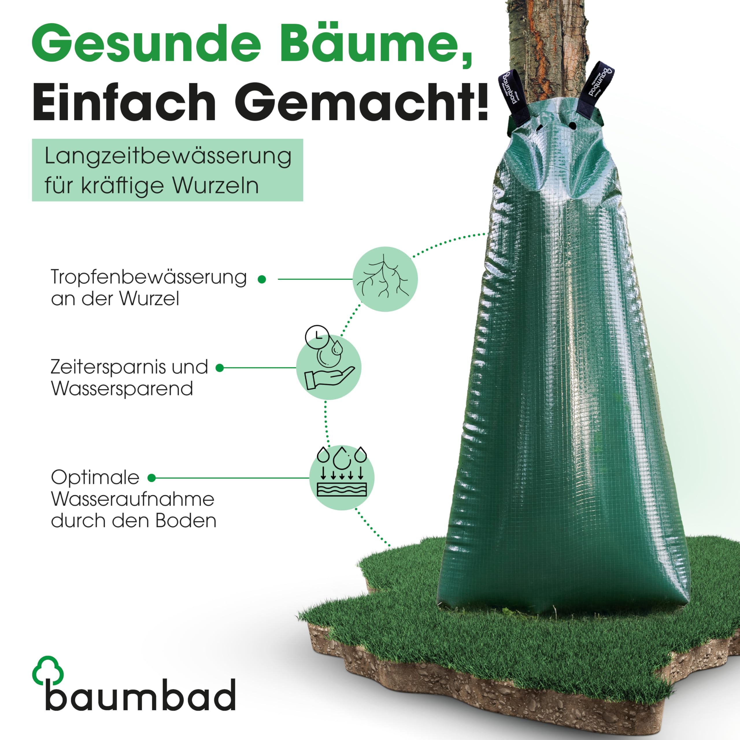 Premium Bewässerungsring 55 Liter, PVC UV Beständig, Baumring zur Bewässerung in Braun