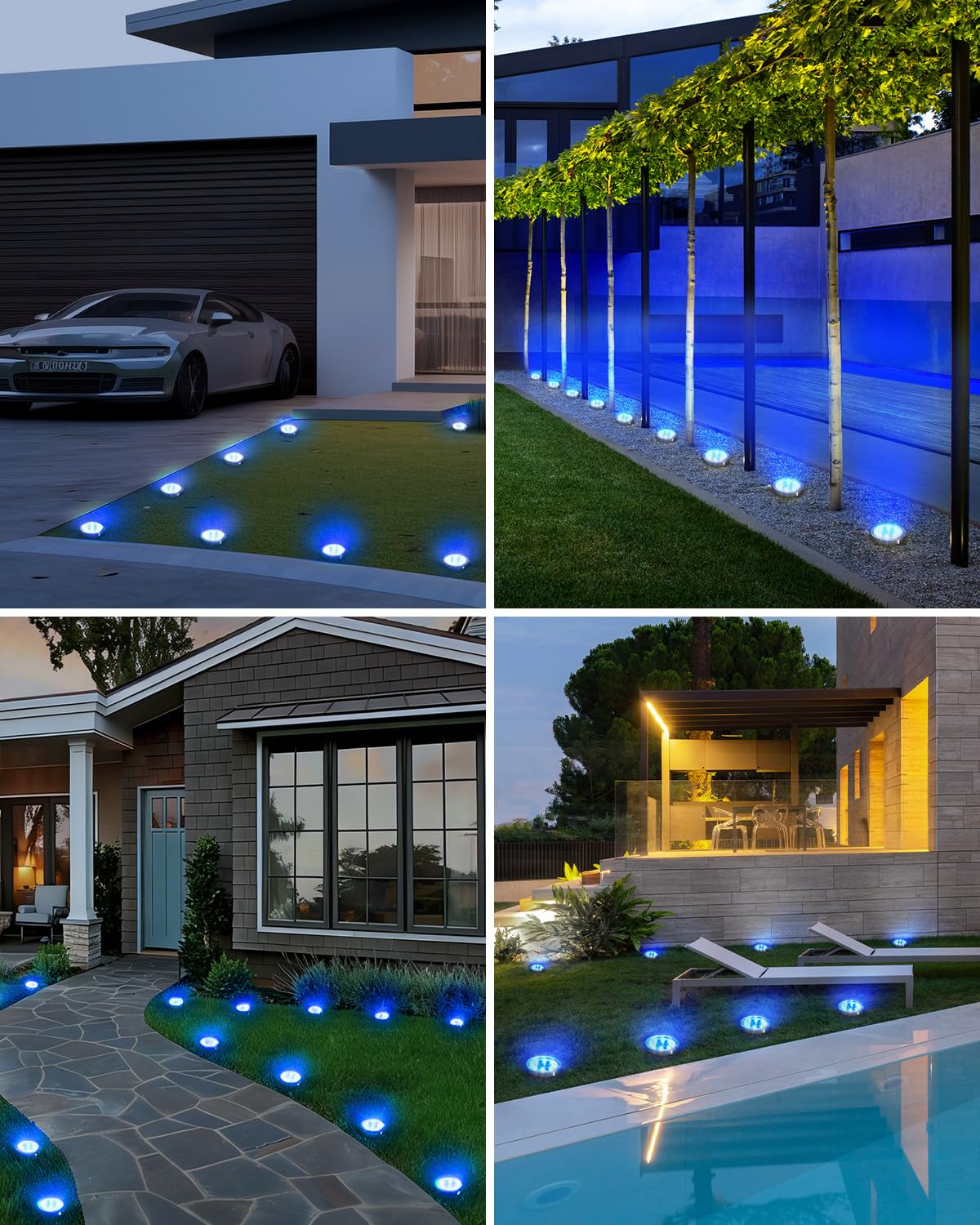 Solar Bodenleuchten Aussen, 8 LED Gartenbeleuchtung Solar Wasserdicht Boden Solarleuchten, Solarlampen für Außen Garten Rasen Auffahrt Gehweg