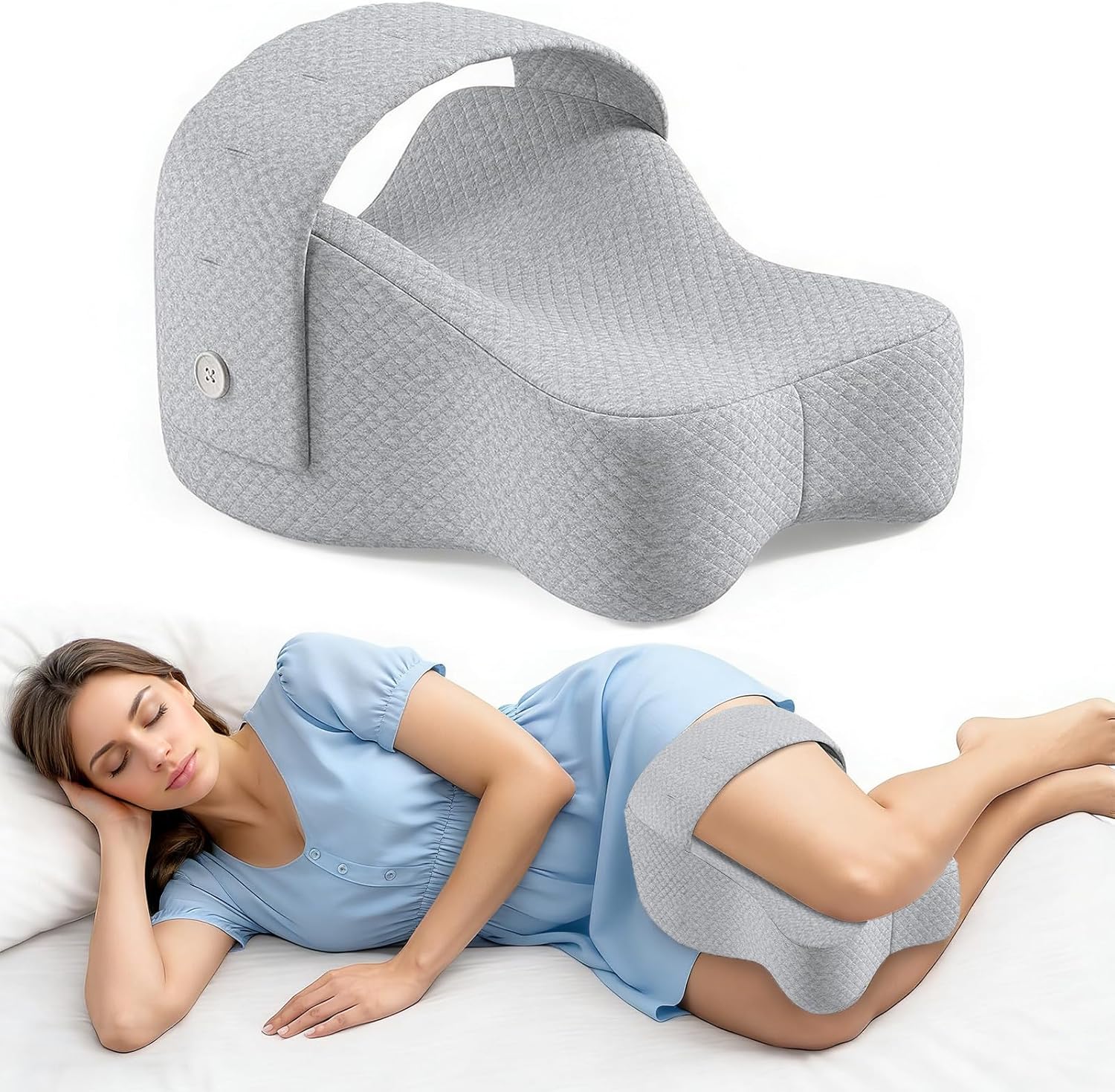 Kniekissen für Seitenschläfer – Ergonomisches Bein-Kissen gegen Hüft- und Rückenschmerzen, aus Memory Schaum mit atmungsaktivem, waschbarem Bezug für Beine, Hüfte & Rücken
