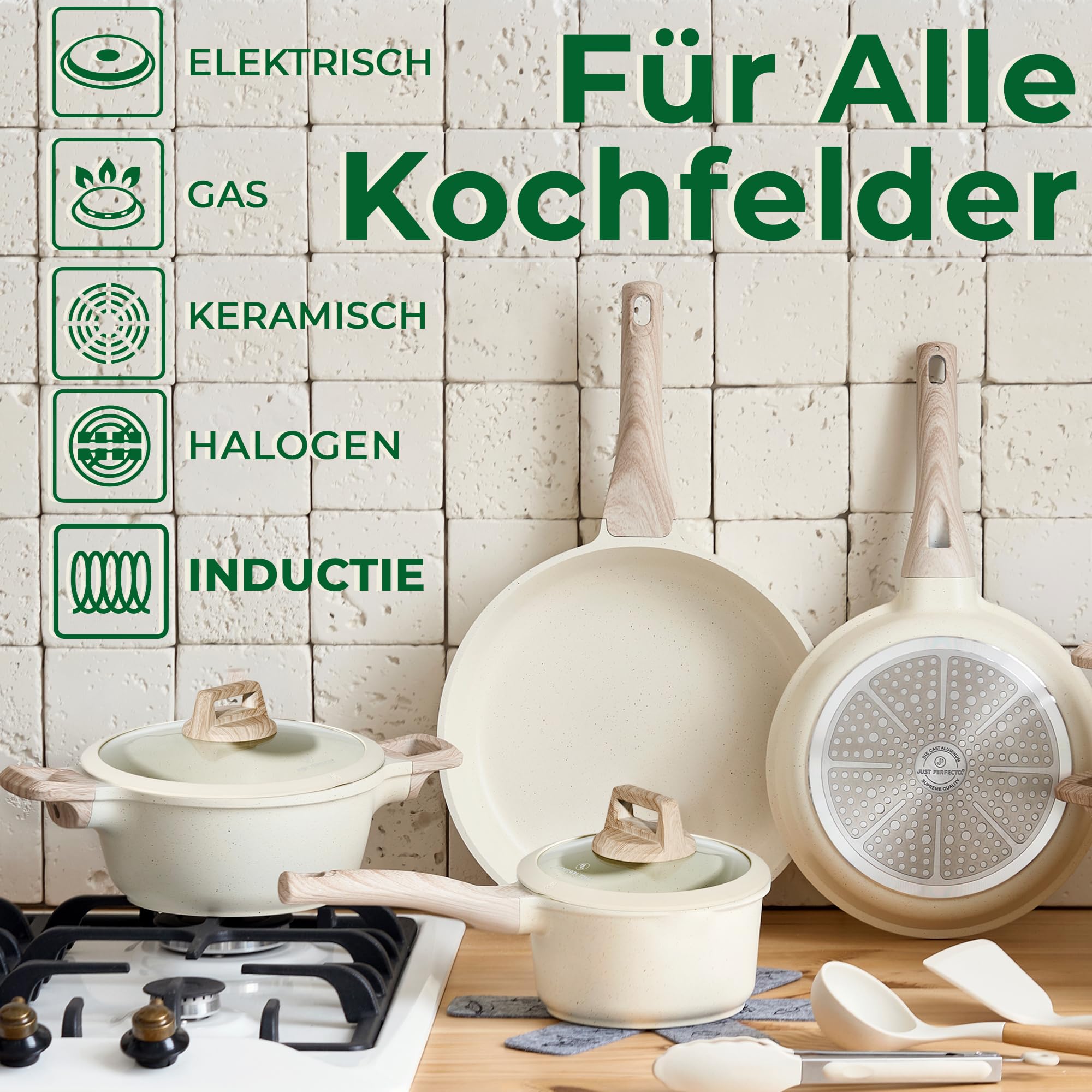 Induktionsgefässe - Pfannenset mit Deckel - Induktionsgefässe Set - Töpfe & Pfannen Set ohne PTFE und PFOA - Kochgeschirr-Topf-Induktion