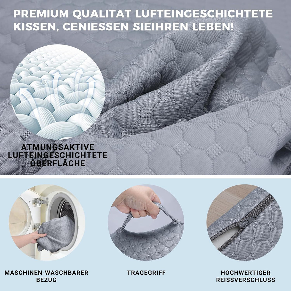 30cm Keilkissen für Bett und Sofa, Bettkeil aus Memory-Schaum