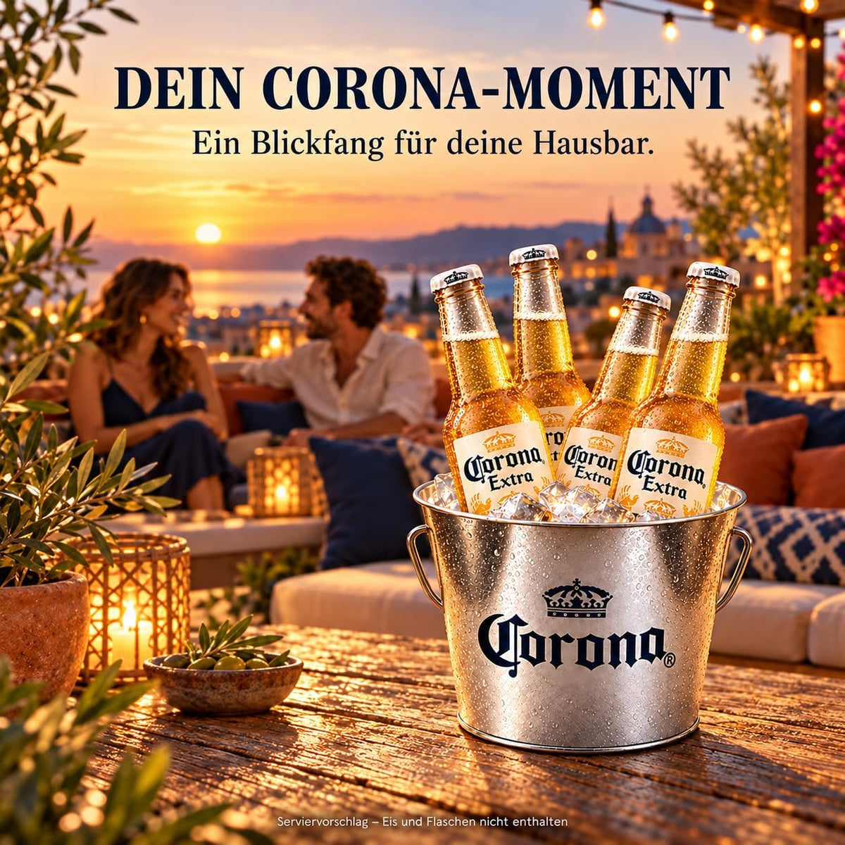 Corona Biereimer Metalleimer inklusive 5 Bierdeckel