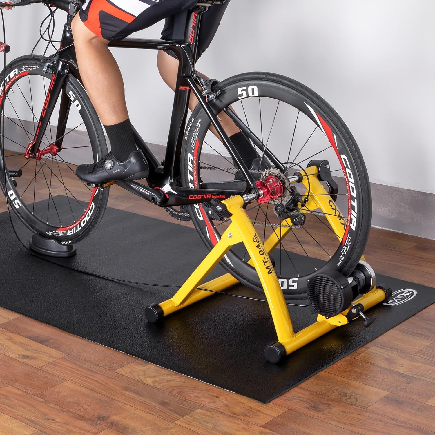 Fahrrad Rollentrainer, Klappbar Stahl Bike Trainer mit Schnellspanner Vorderradunterlage Radtrainer für 26-29 Zoll Fahrradtraining Fahrradfahren Zuhause Indoor